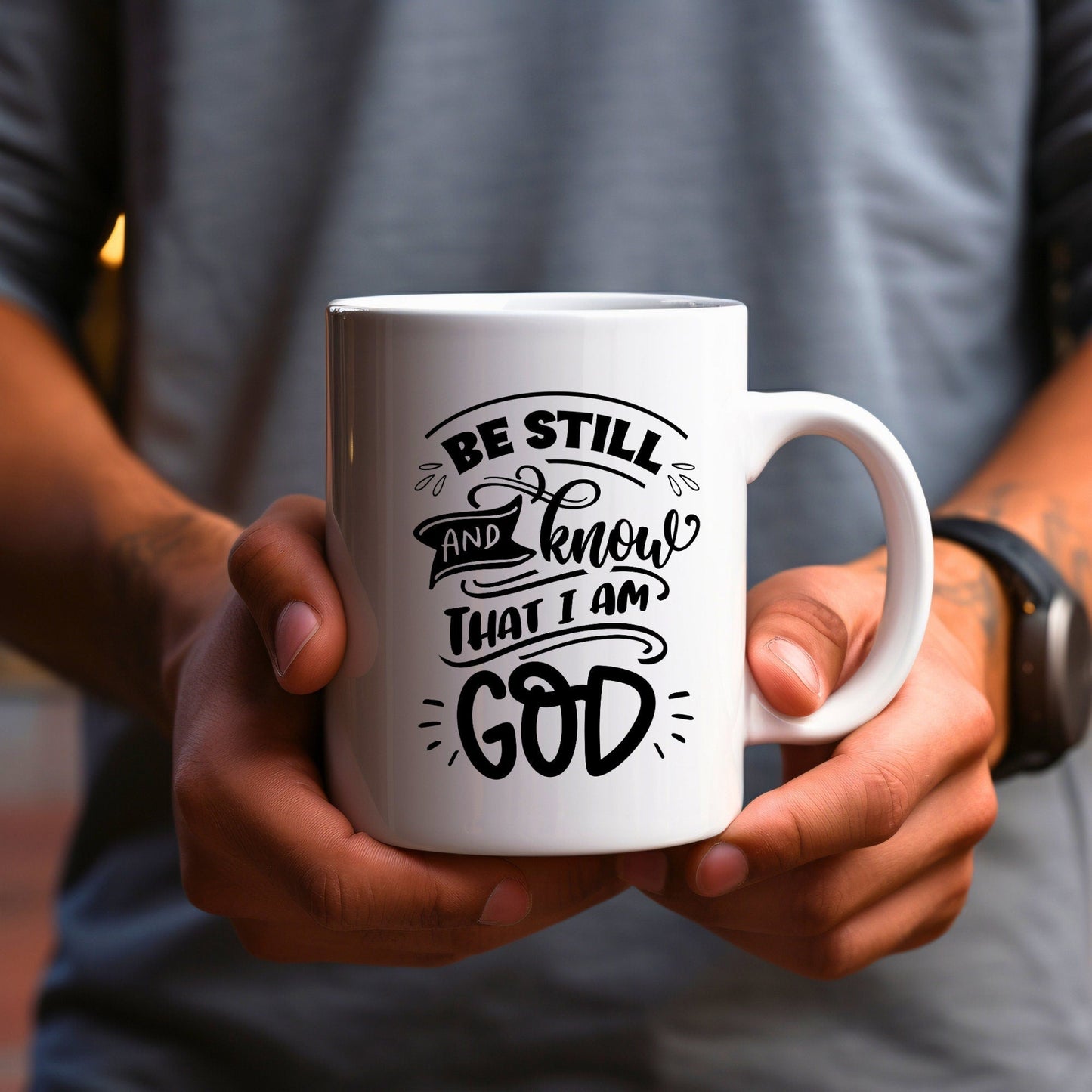 Be Still and Know that I am God - Bible Verse Faith Mug - Christian Religious - Dad Mug with Affirmations - Supportive Baptism Gift - Raiden Gate Design