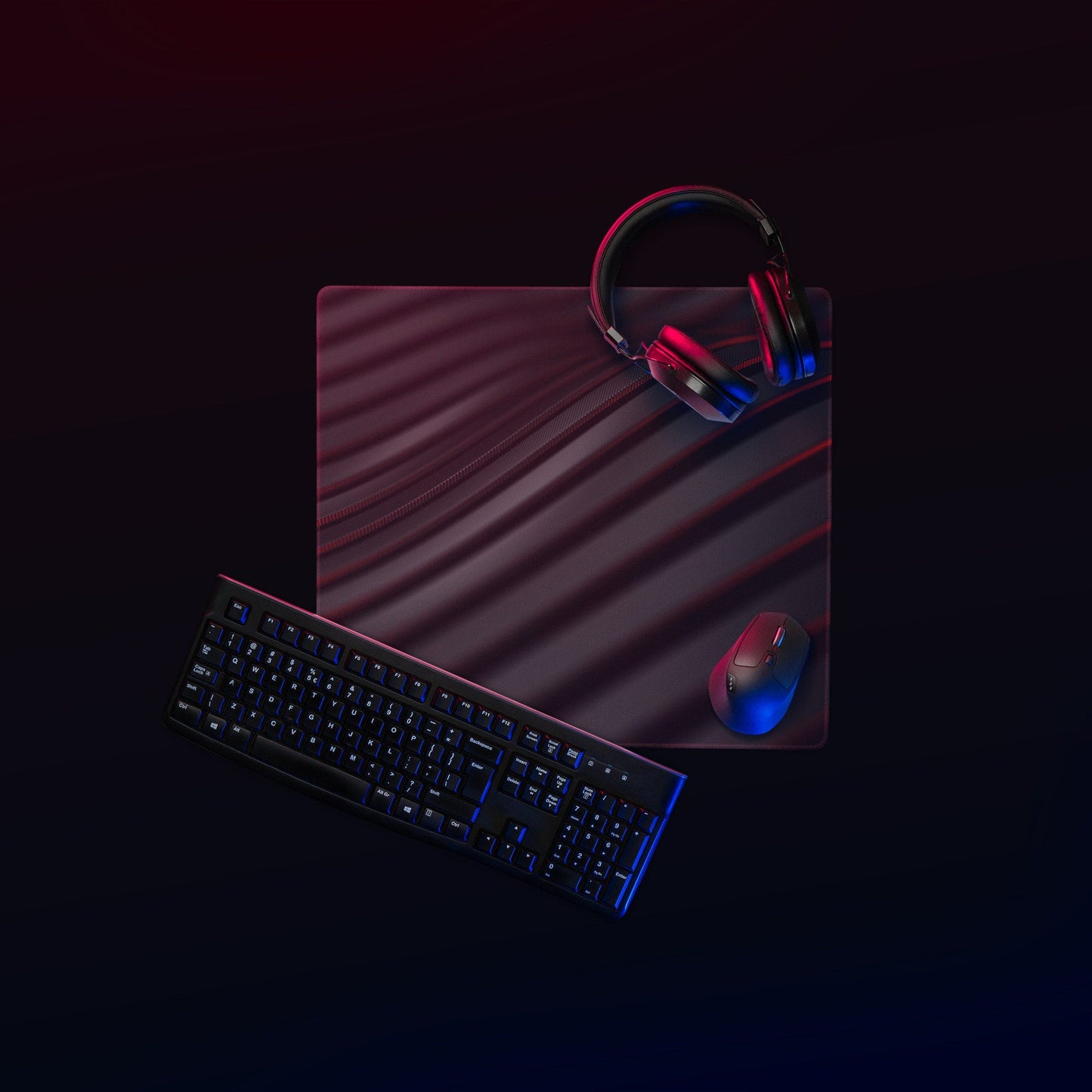 Black Red Waves Gaming Mousepad | Desk Mat | Gamer Gift | Desk Accessories | Large Mouse Pad - Raiden Gate Design
