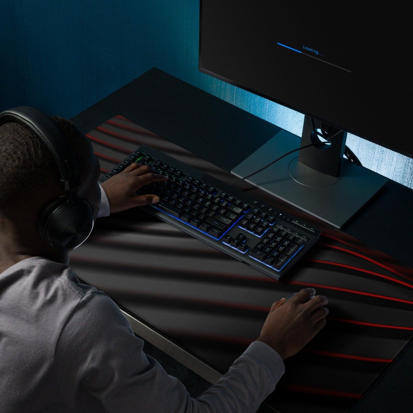 Black Red Waves Gaming Mousepad | Desk Mat | Gamer Gift | Desk Accessories | Large Mouse Pad - Raiden Gate Design