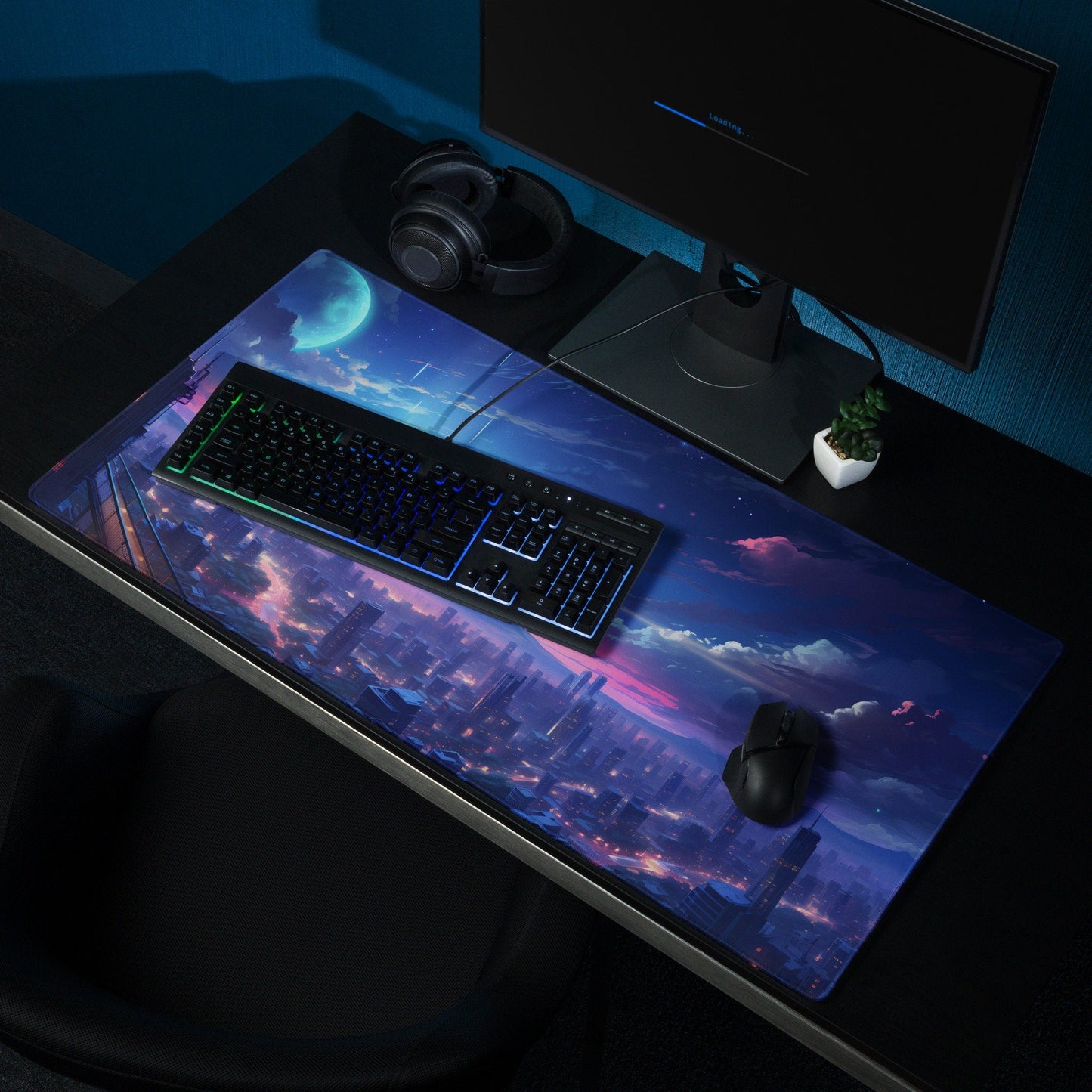 City Night View Anime Gaming Mousepad | Anime Desk Mat | Anime Gamer Gift | Desk Accessories | Large Mouse Pad - Raiden Gate Design