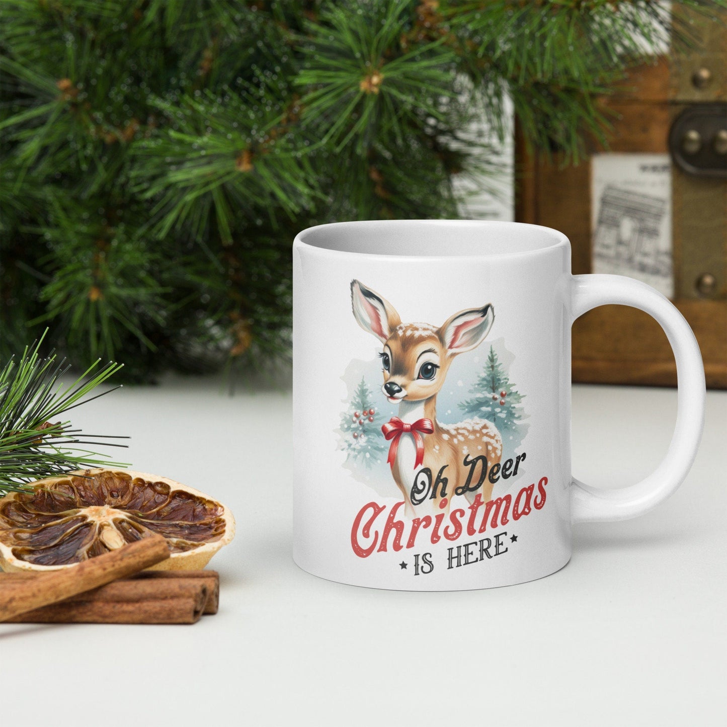 Deer Christmas | Vintage Christmas Coffee Mug | Funny Gnome Christmas Mug | Cute Christmas Season Mug for Kids - Raiden Gate Design