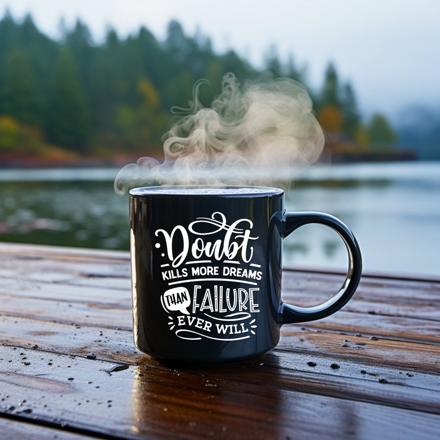 Doubt kills more dreams - Bible Verse Faith Coffee Mug - Christian Religious - Dad Mug with Affirmations - Supportive Baptism Gift - Raiden Gate Design