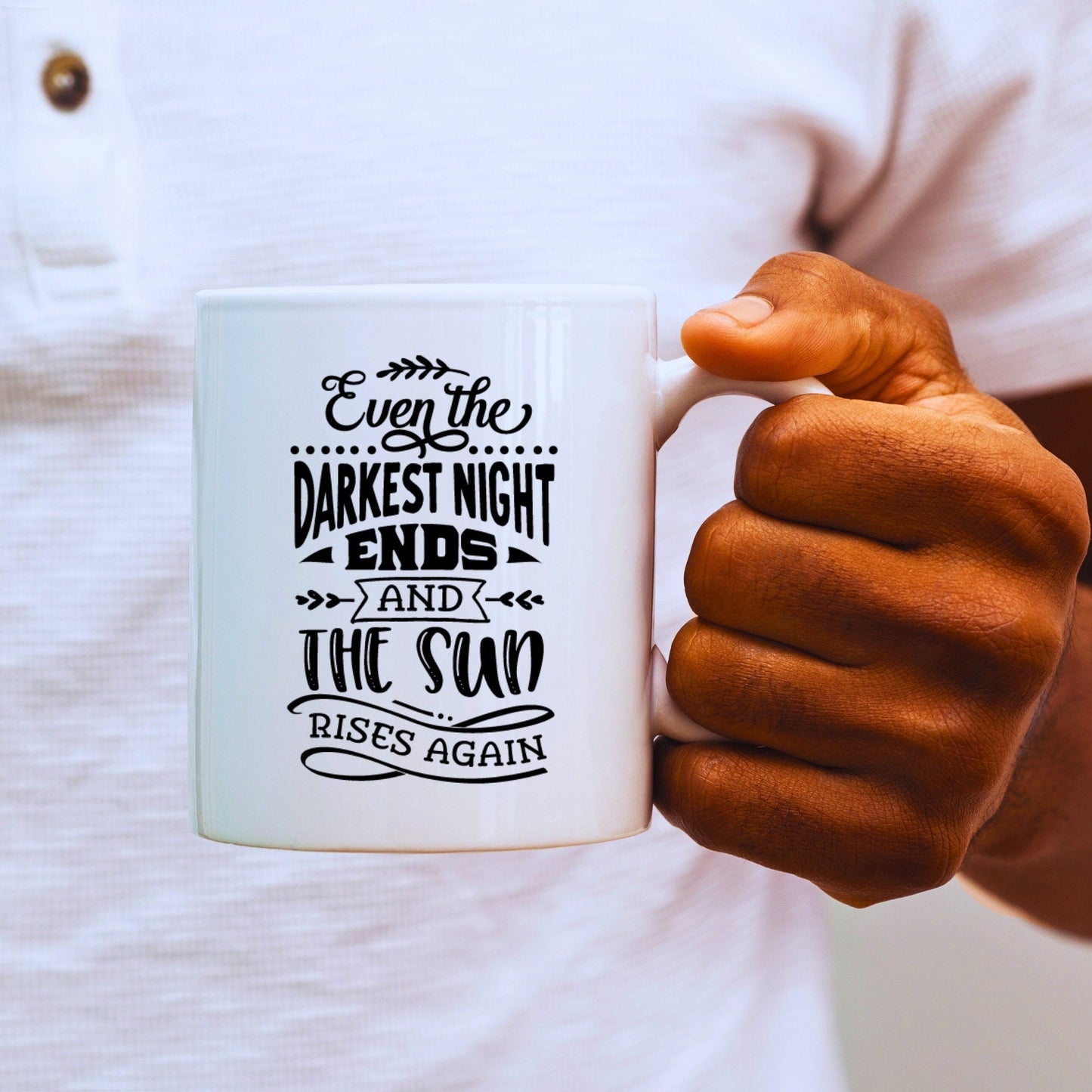 Even the darkest night ends - Bible Verse Faith Coffee Mug - Christian Religious - Dad Mug with Affirmations - Supportive Baptism Gift - Raiden Gate Design