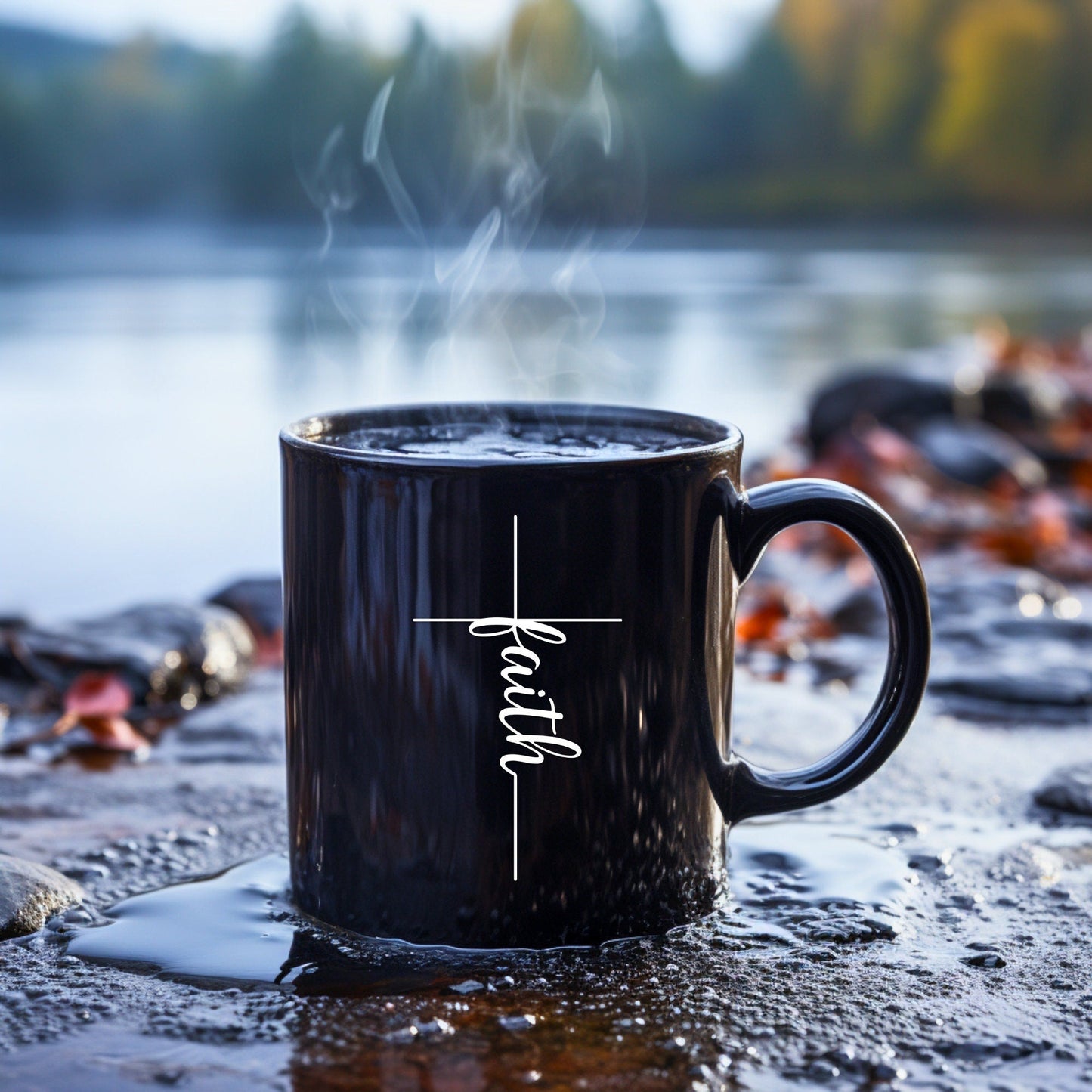 Faith Cross (thin) - Bible Verse Faith Coffee Mug - Christian Religious Gift for Him - Dad Mug with Affirmations - Supportive Baptism Gift - Raiden Gate Design