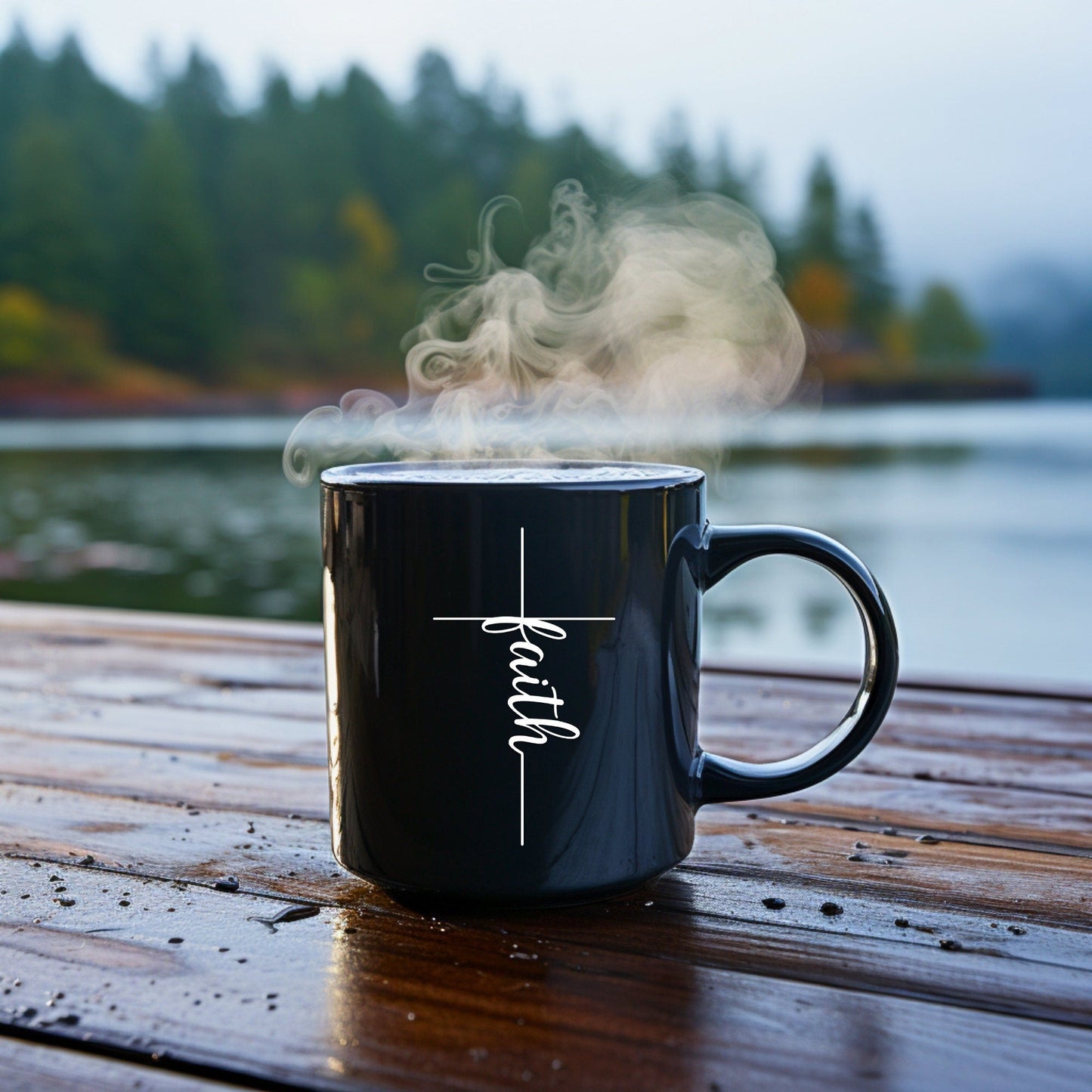 Faith Cross (thin) - Bible Verse Faith Coffee Mug - Christian Religious Gift for Him - Dad Mug with Affirmations - Supportive Baptism Gift - Raiden Gate Design