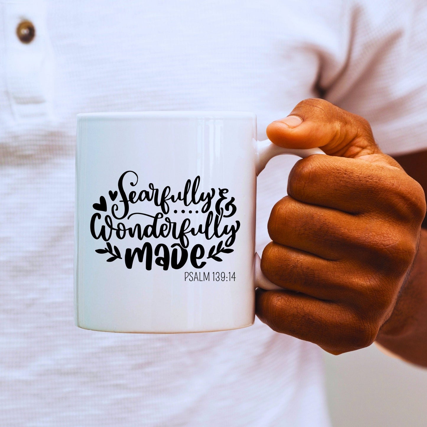 Fearfully and Wonderfully Made - Bible Verse Faith Coffee Mug - Christian Religious - Dad Mug with Affirmations - Supportive Baptism Gift - Raiden Gate Design