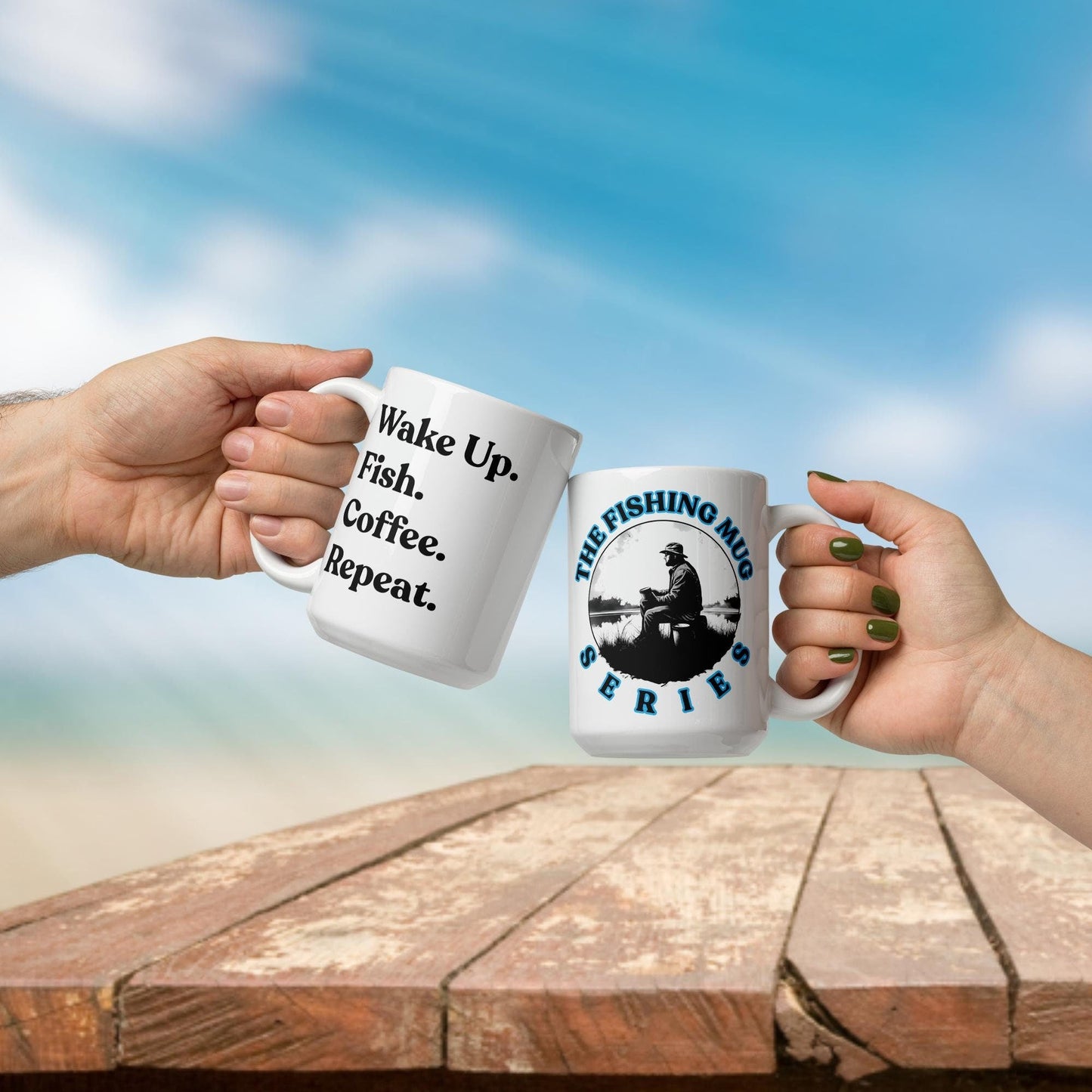 Fishing Mug: “Wake Up. Fish. Coffee. Repeat.” | Angler Mug | Fishing Coffee Mug | Dad Gift - Raiden Gate Design