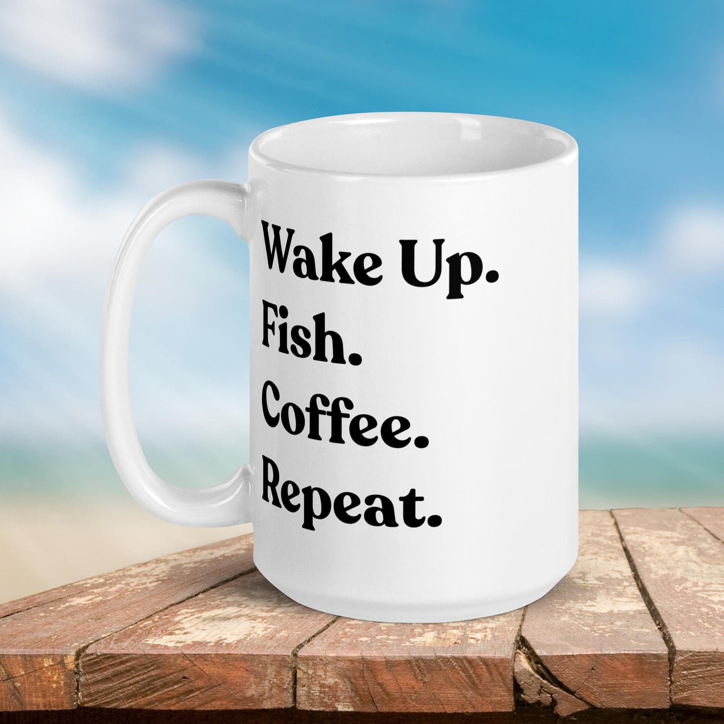 Fishing Mug: “Wake Up. Fish. Coffee. Repeat.” | Angler Mug | Fishing Coffee Mug | Dad Gift - Raiden Gate Design