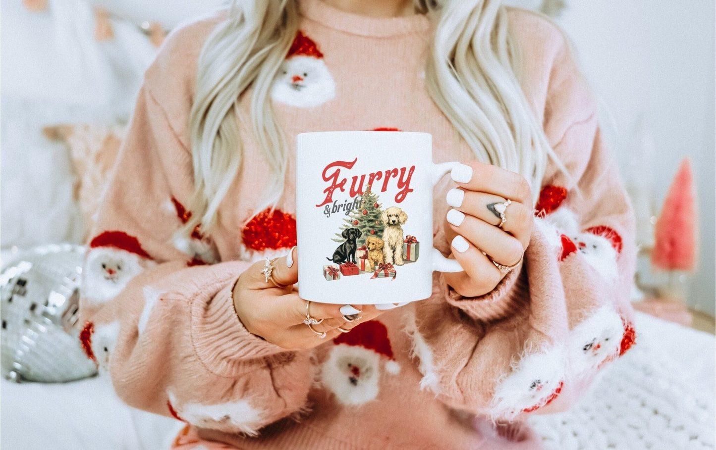 Furry and Bright Vintage Christmas Coffee Mug | Funny Gnome Christmas Mug | Cute Christmas Season Mug for Kids - Raiden Gate Design