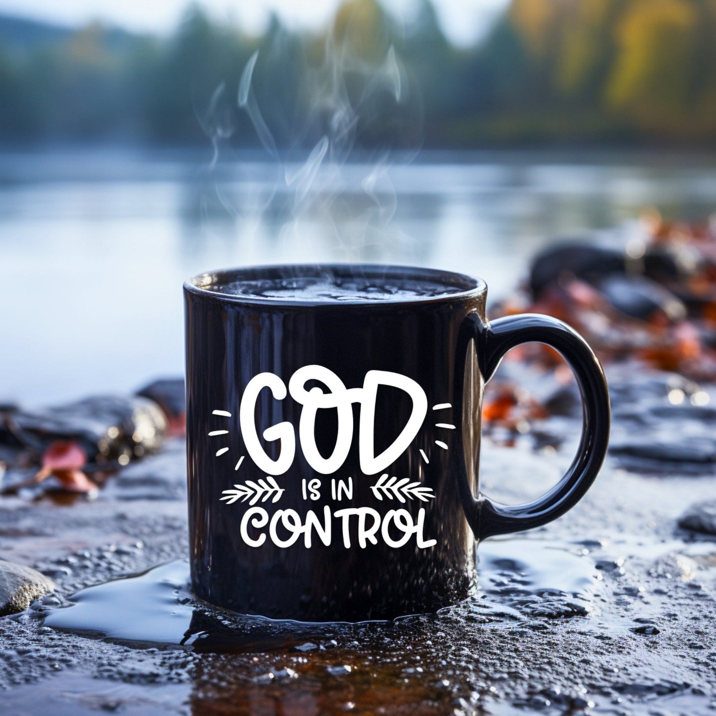 God is in Control Mug - Bible Verse Faith Mug - Christian Religious Gift for Him - Dad Mug with Affirmations - Supportive Baptism Gift - Raiden Gate Design