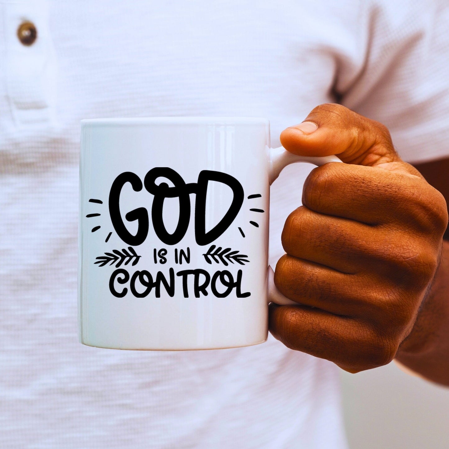 God is in Control Mug - Bible Verse Faith Mug - Christian Religious Gift for Him - Dad Mug with Affirmations - Supportive Baptism Gift - Raiden Gate Design