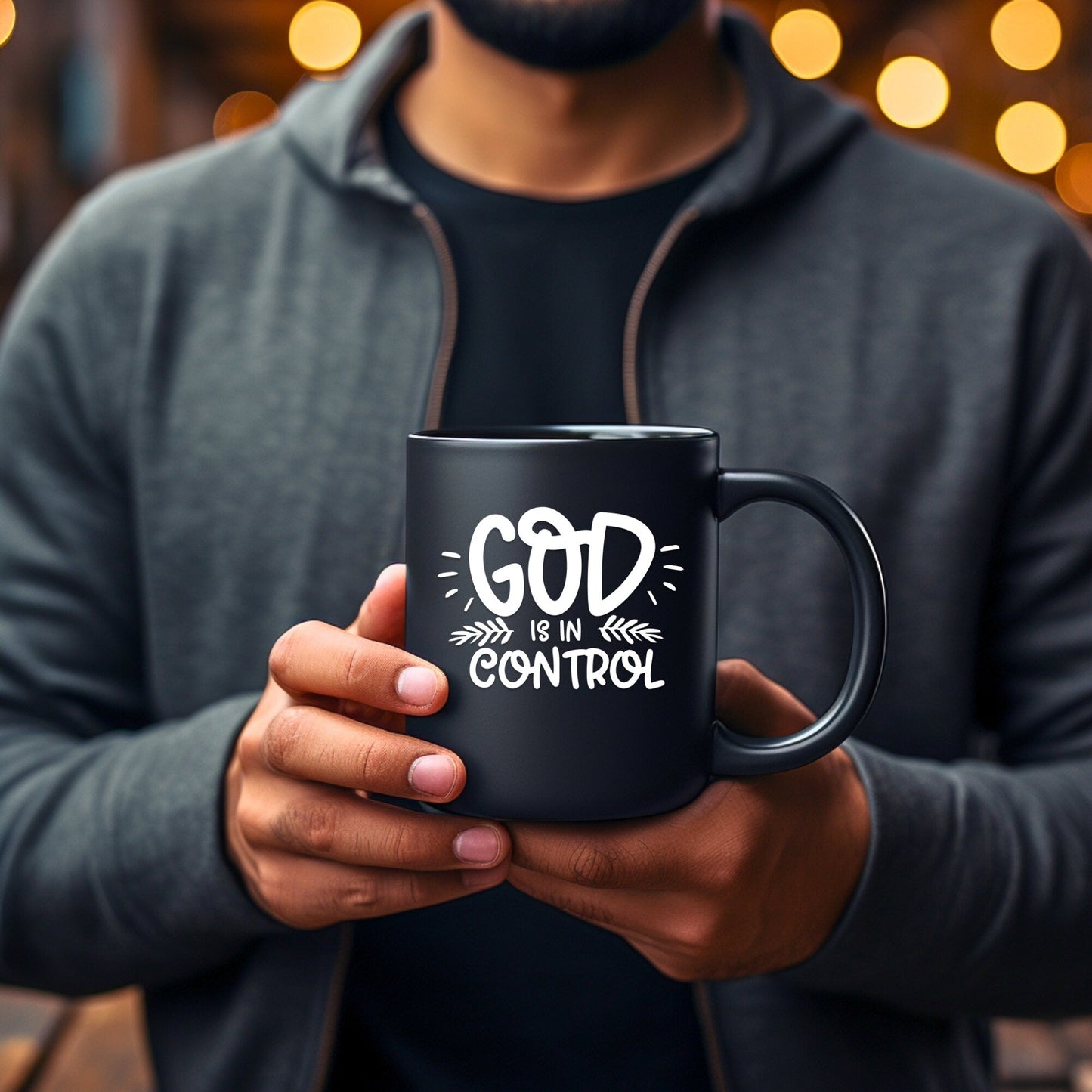 God is in Control Mug - Bible Verse Faith Mug - Christian Religious Gift for Him - Dad Mug with Affirmations - Supportive Baptism Gift - Raiden Gate Design