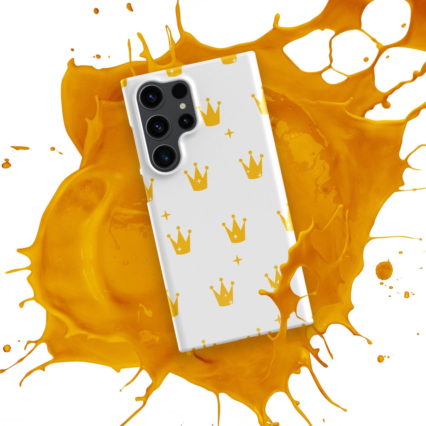 Golden Crown Samsung Galaxy S24 Ultra Case - White Luxury King Queen Royalty Gold - Raiden Gate Design
