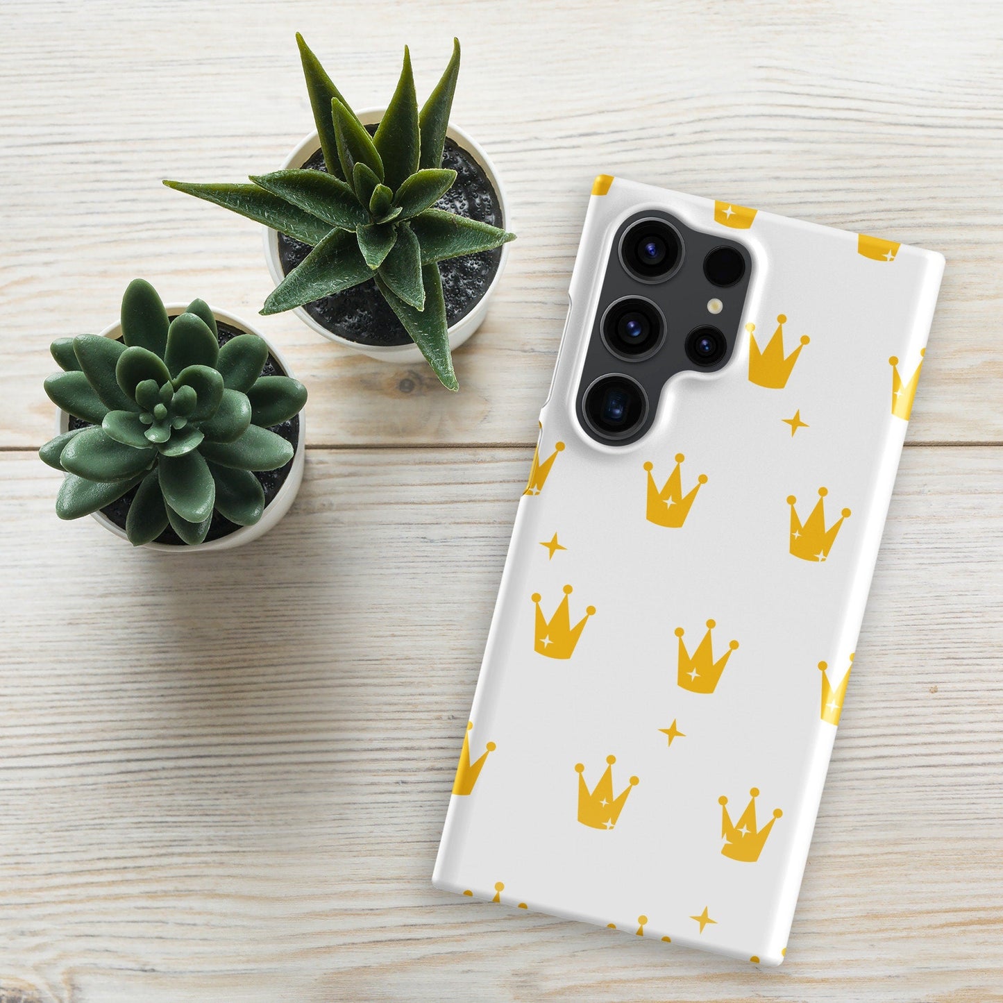 Golden Crown Samsung Galaxy S24 Ultra Case - White Luxury King Queen Royalty Gold - Raiden Gate Design