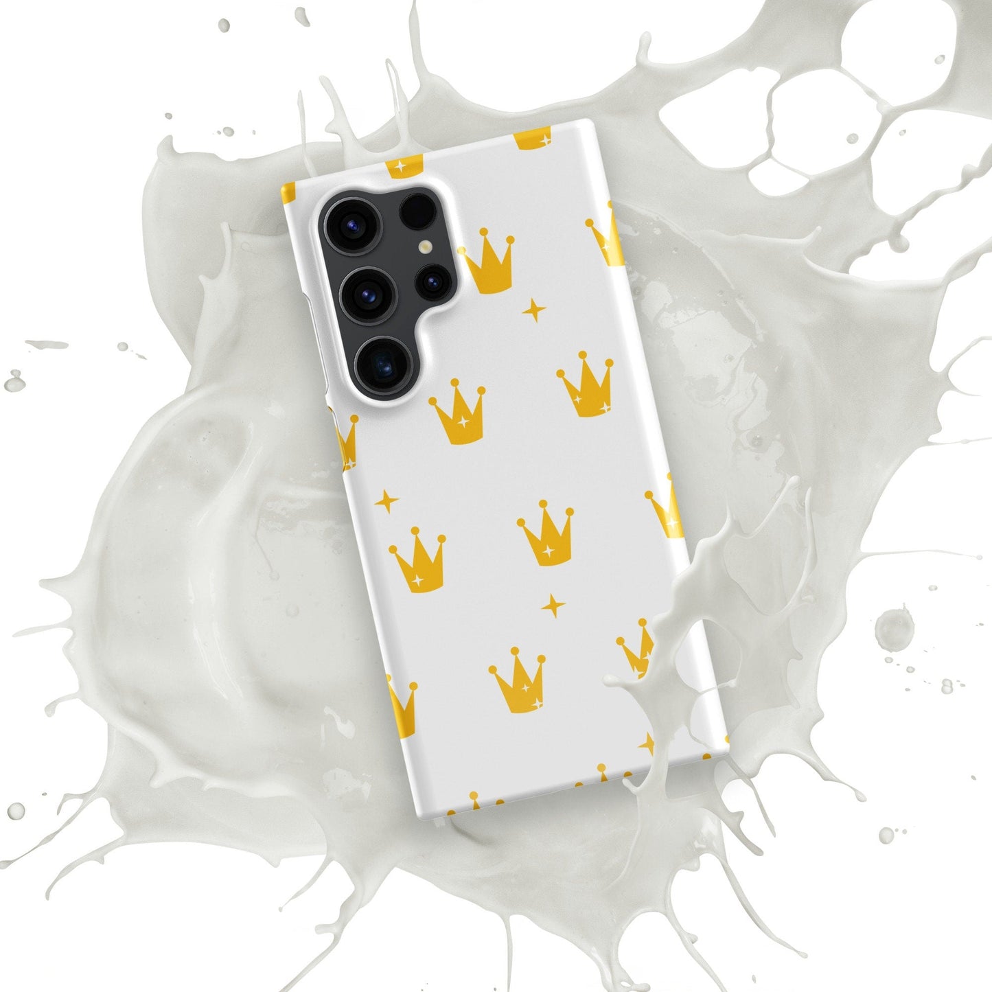 Golden Crown Samsung Galaxy S24 Ultra Case - White Luxury King Queen Royalty Gold - Raiden Gate Design