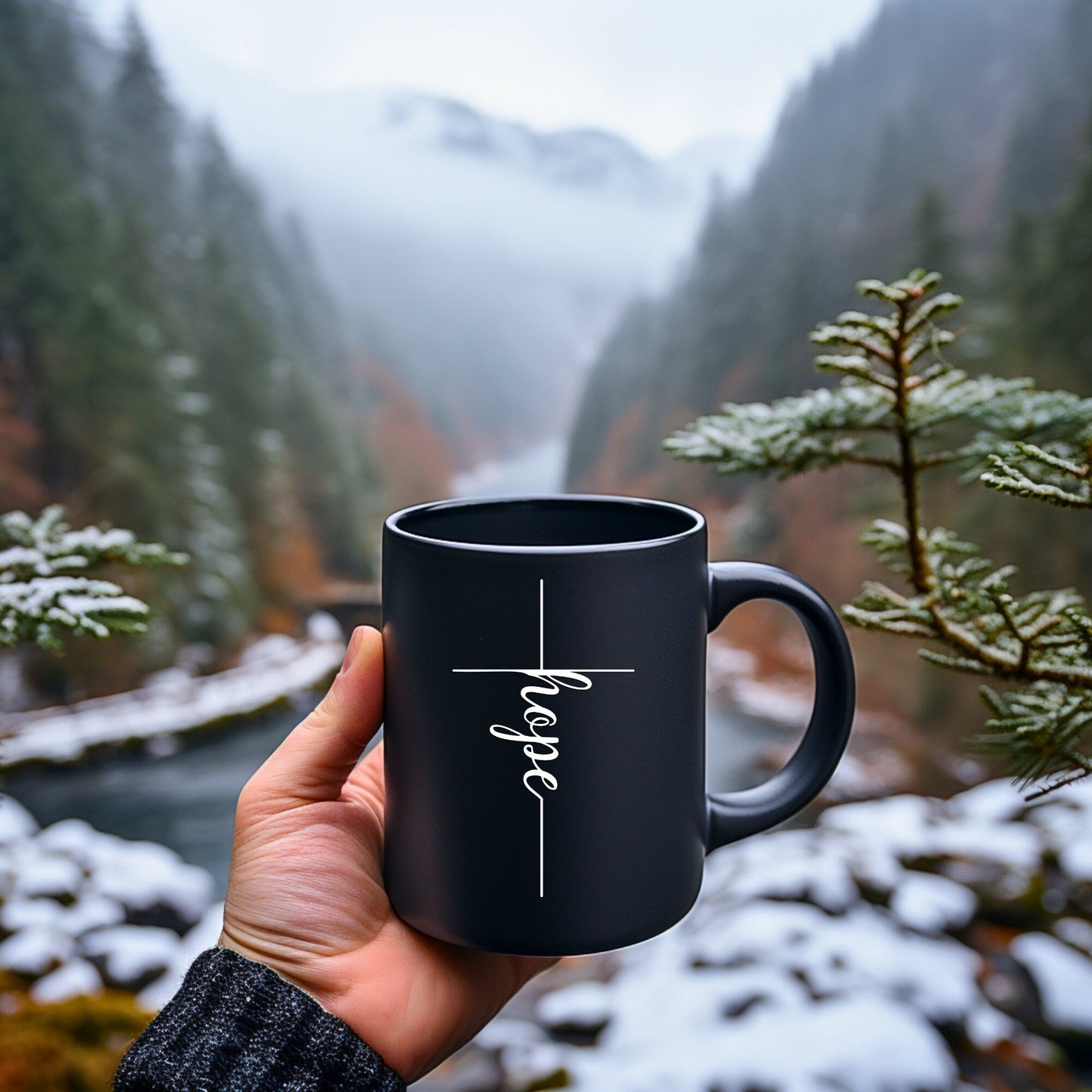Hope Cross (thin) - Bible Verse Faith Coffee Mug - Christian Religious Gift for Him - Dad Mug with Affirmations - Supportive Baptism Gift - Raiden Gate Design