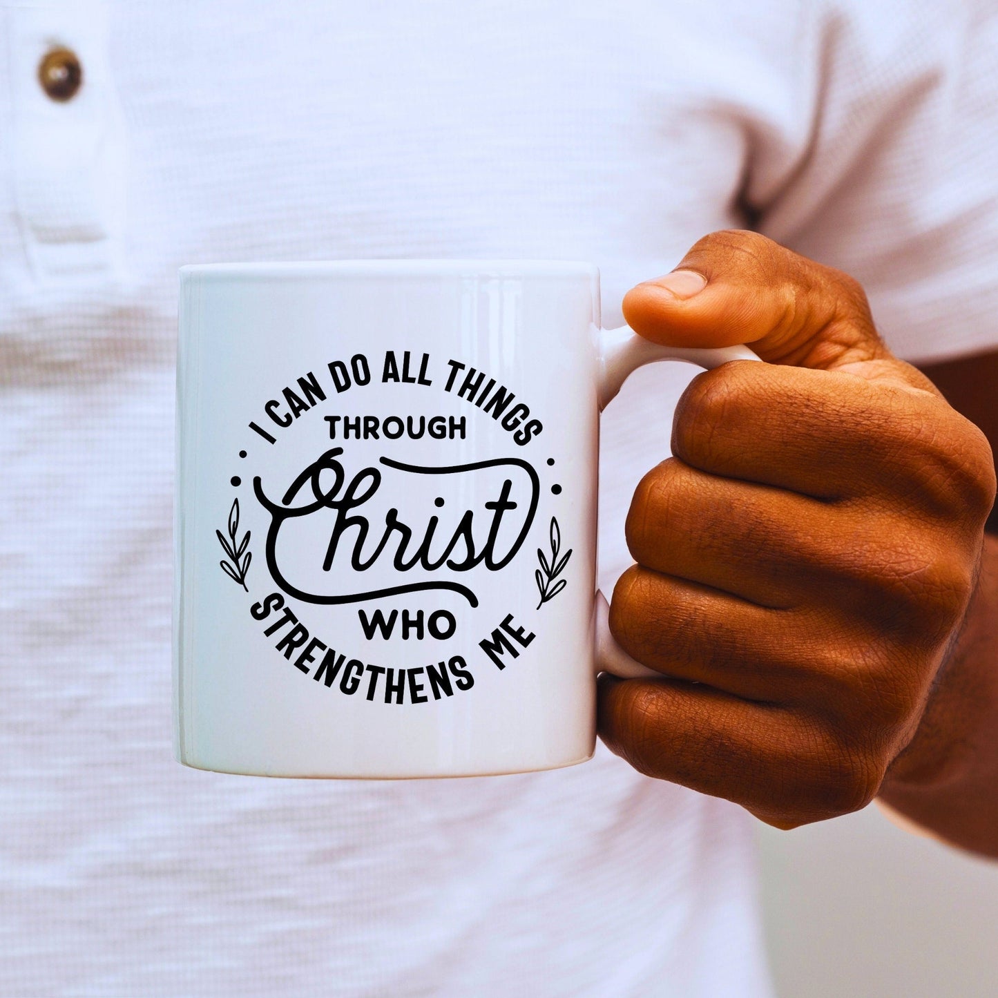 I Can Do All Things 2 - Bible Verse Faith Mug - Christian Religious Gift for Him - Dad Mug with Affirmations - Supportive Baptism Gift - Raiden Gate Design