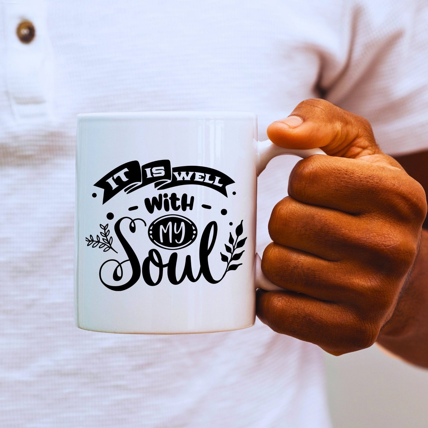 It Is Well With My Soul - Bible Verse Faith Mug - Christian Religious Gift for Him - Dad Mug with Affirmations - Supportive Baptism Gift - Raiden Gate Design