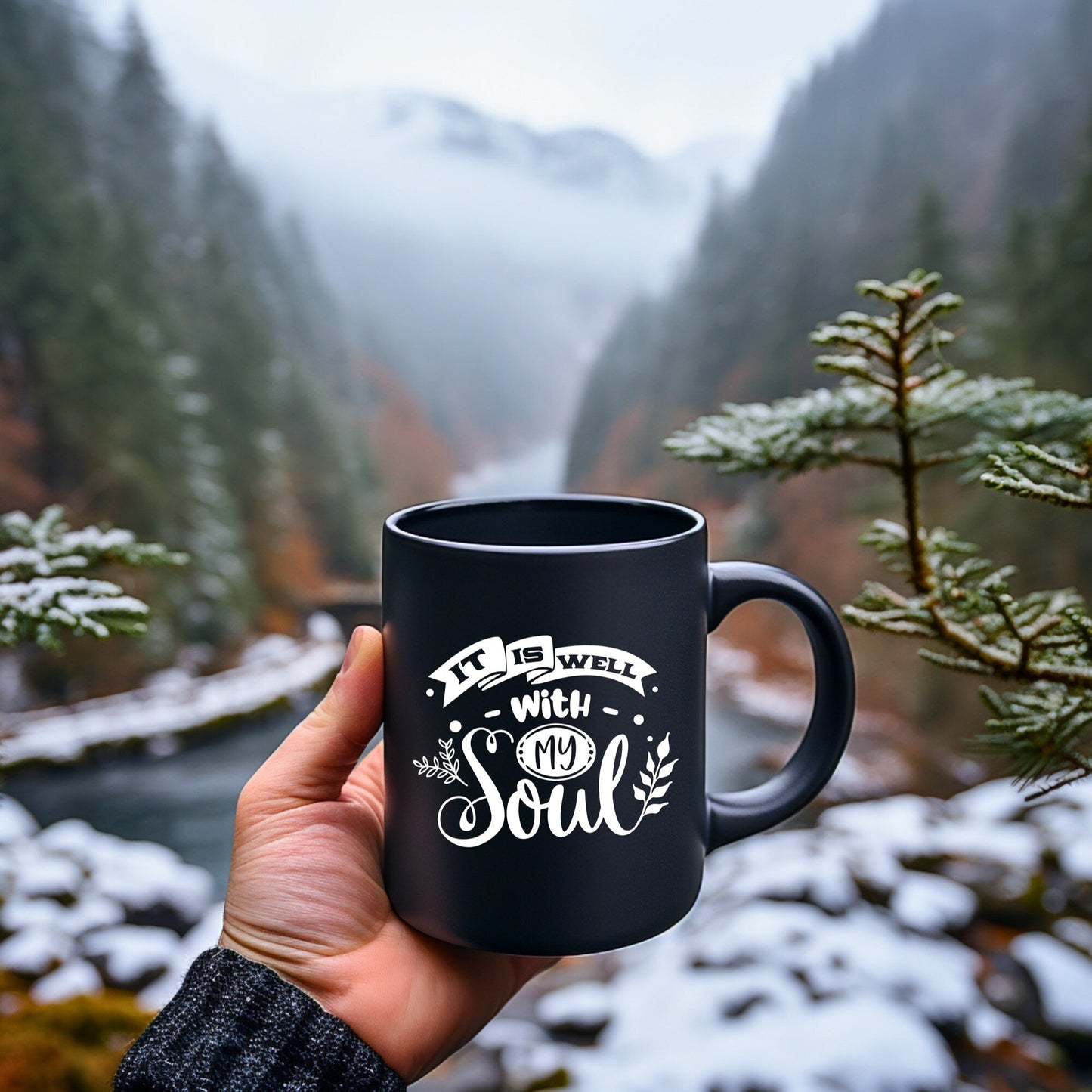 It Is Well With My Soul - Bible Verse Faith Mug - Christian Religious Gift for Him - Dad Mug with Affirmations - Supportive Baptism Gift - Raiden Gate Design