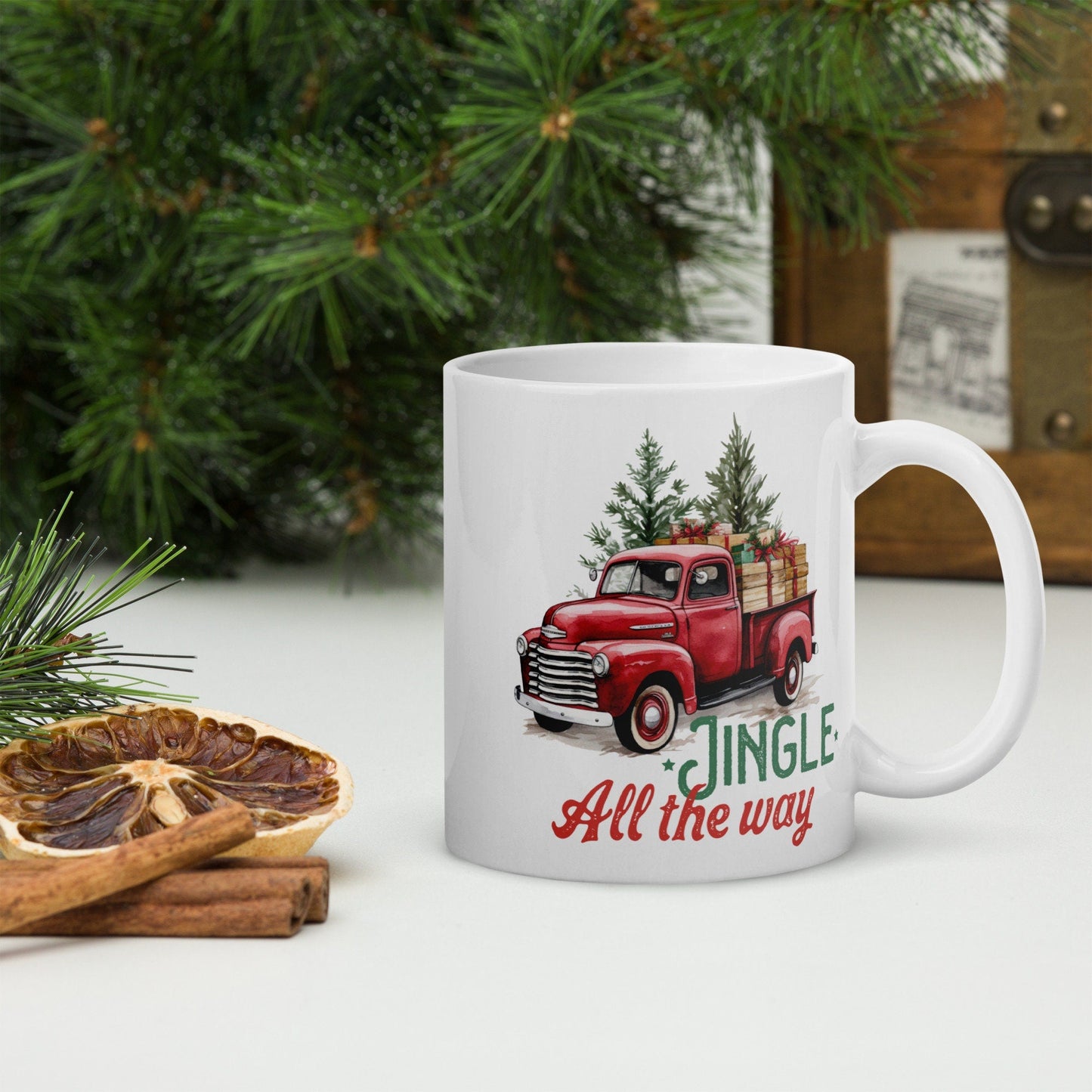 Jingle All the Way Vintage Christmas Coffee Mug | Funny Gnome Christmas Mug | Cute Christmas Season Mug for Kids - Raiden Gate Design