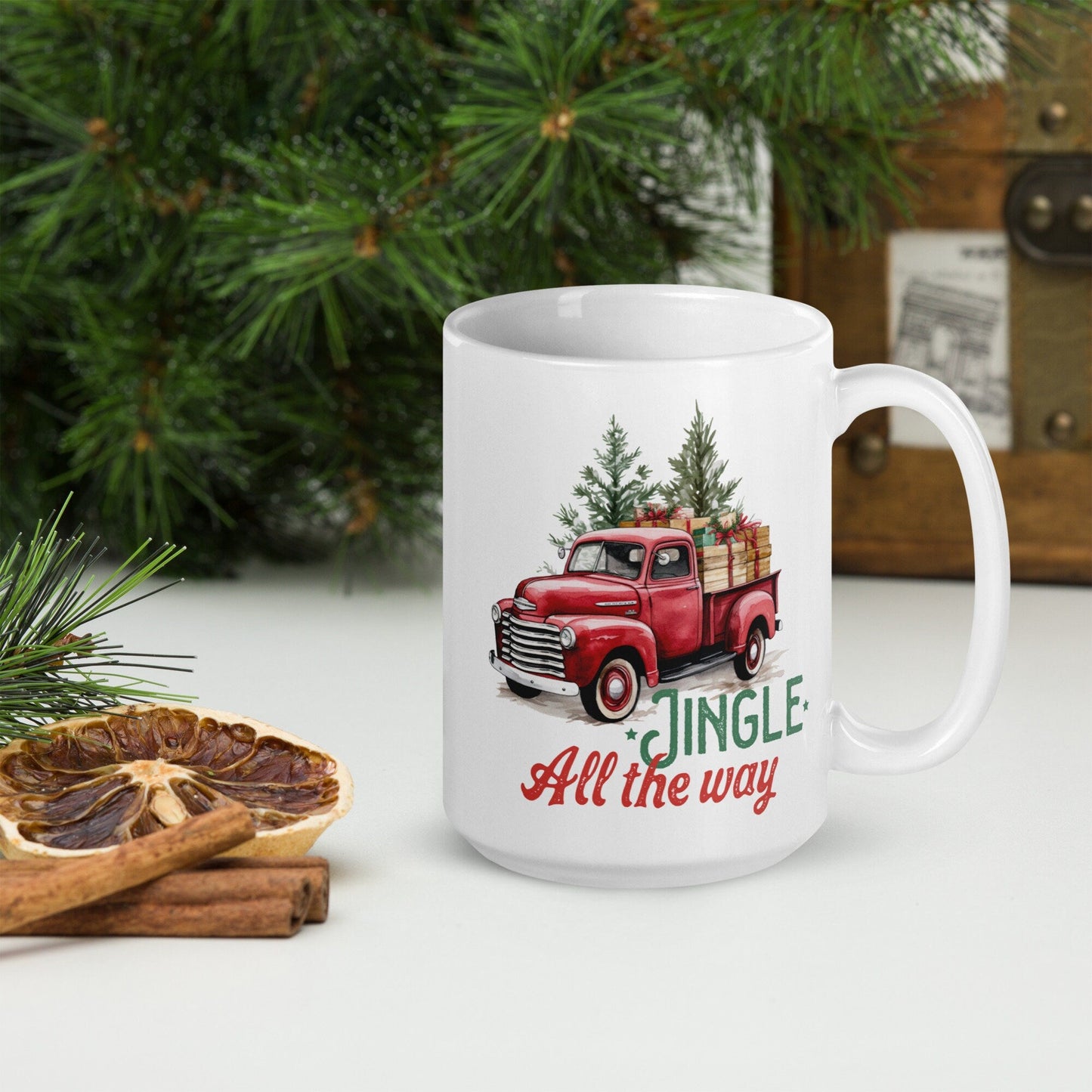 Jingle All the Way Vintage Christmas Coffee Mug | Funny Gnome Christmas Mug | Cute Christmas Season Mug for Kids - Raiden Gate Design