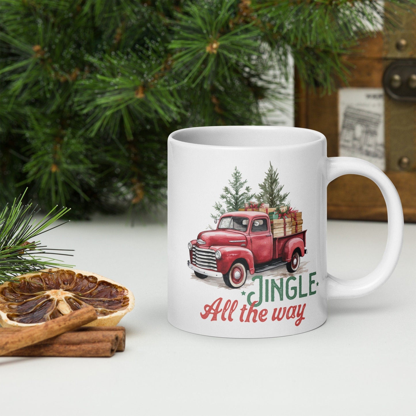 Jingle All the Way Vintage Christmas Coffee Mug | Funny Gnome Christmas Mug | Cute Christmas Season Mug for Kids - Raiden Gate Design
