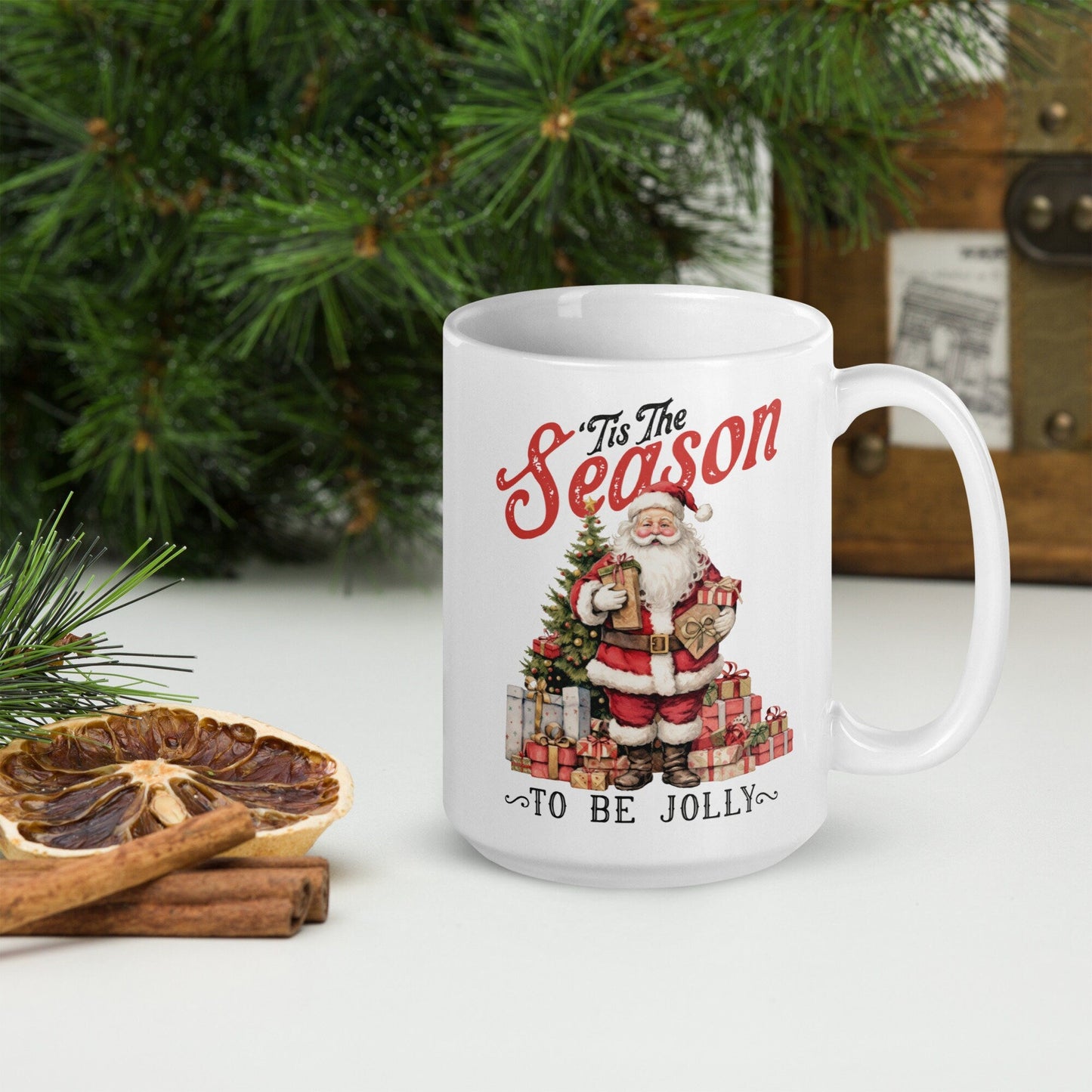 Jolly Season Vintage Christmas Coffee Mug | Funny Gnome Christmas Mug | Cute Christmas Season Mug for Kid - Raiden Gate Design