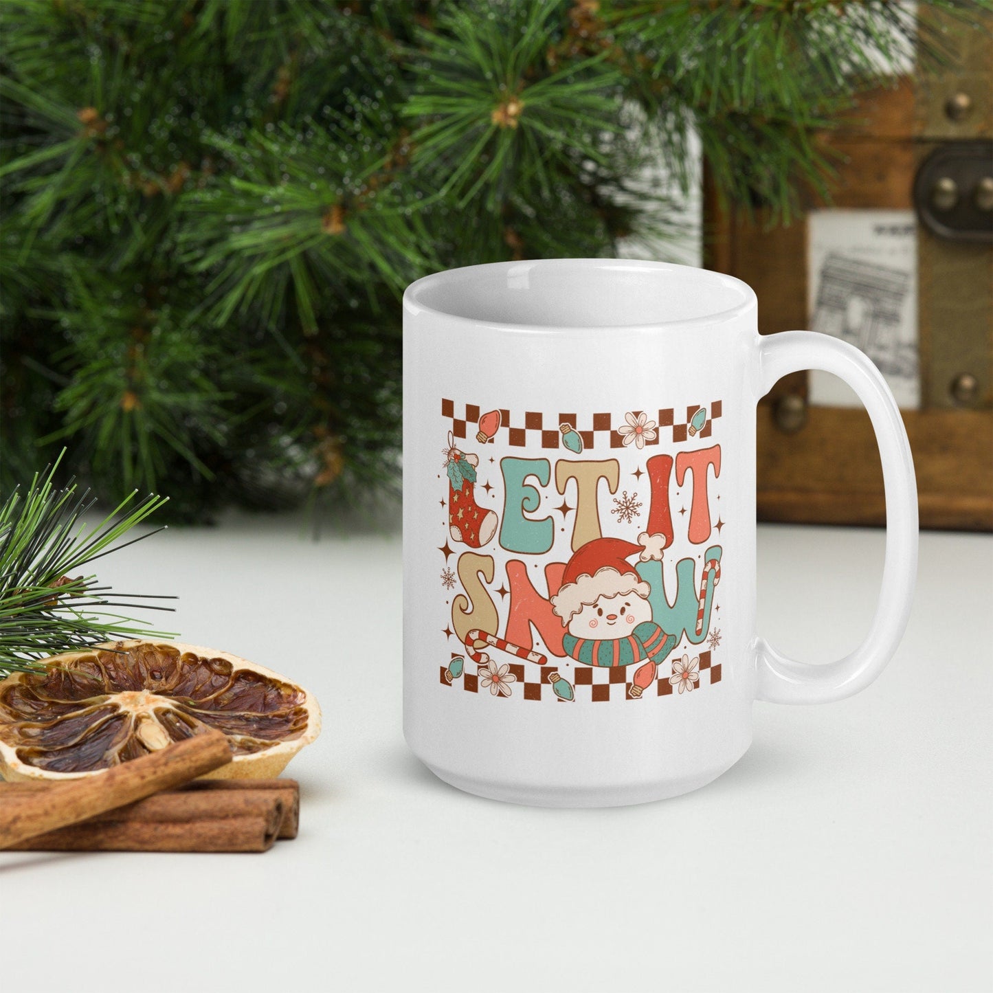 Let it Snow Vintage Christmas Coffee Mug | Funny Gnome Christmas Mug | Cute Christmas Season Mug for Kids - Raiden Gate Design