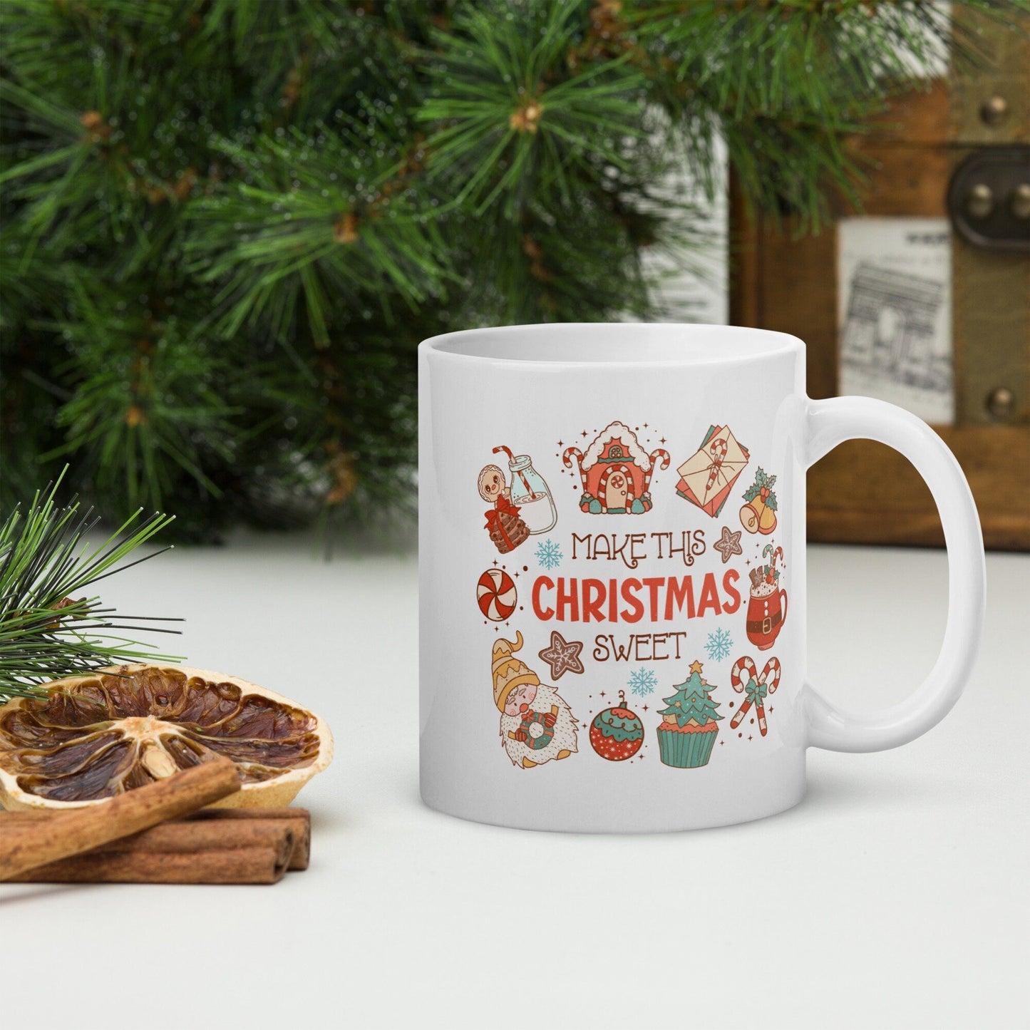Make this Christmas Sweet Vintage Christmas Coffee Mug | Funny Gnome Christmas Mug | Cute Christmas Season Mug for Kids - Raiden Gate Design