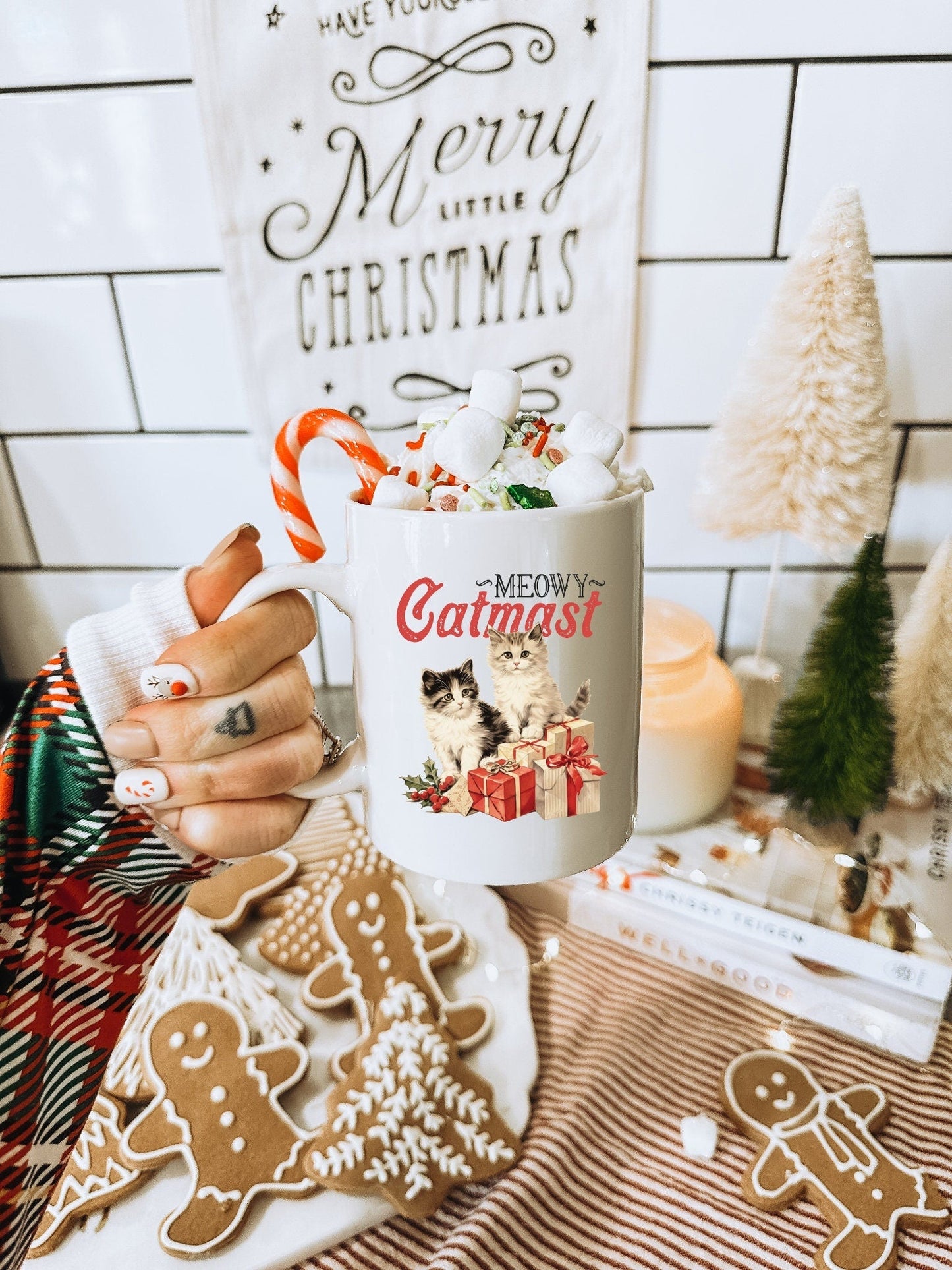 Meowy Catmast Cat Vintage Christmas Coffee Mug | Funny Gnome Christmas Mug | Cute Christmas Season Mug for Kids - Raiden Gate Design
