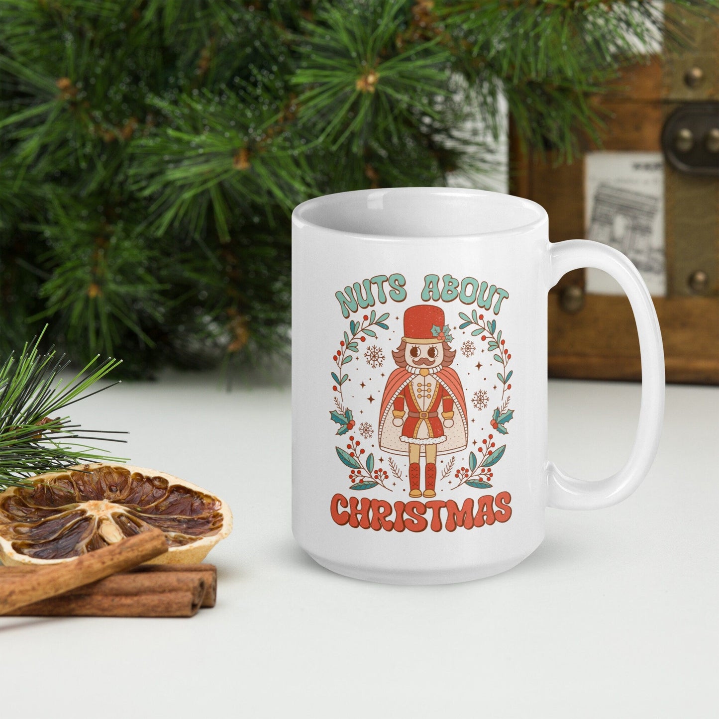 Nuts about Christmas Vintage Christmas Coffee Mug | Funny Gnome Christmas Mug | Cute Christmas Season Mug for Kids - Raiden Gate Design