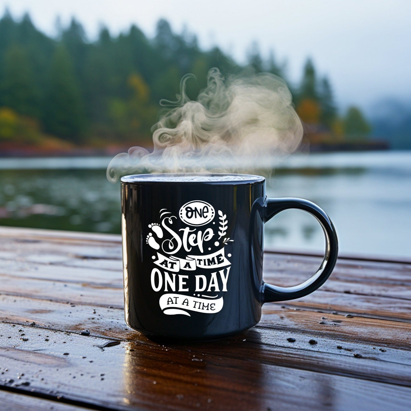 One Step at a Time - Bible Verse Faith Coffee Mug - Christian Religious Gift for Him - Dad Mug with Affirmations - Supportive Baptism Gift - Raiden Gate Design