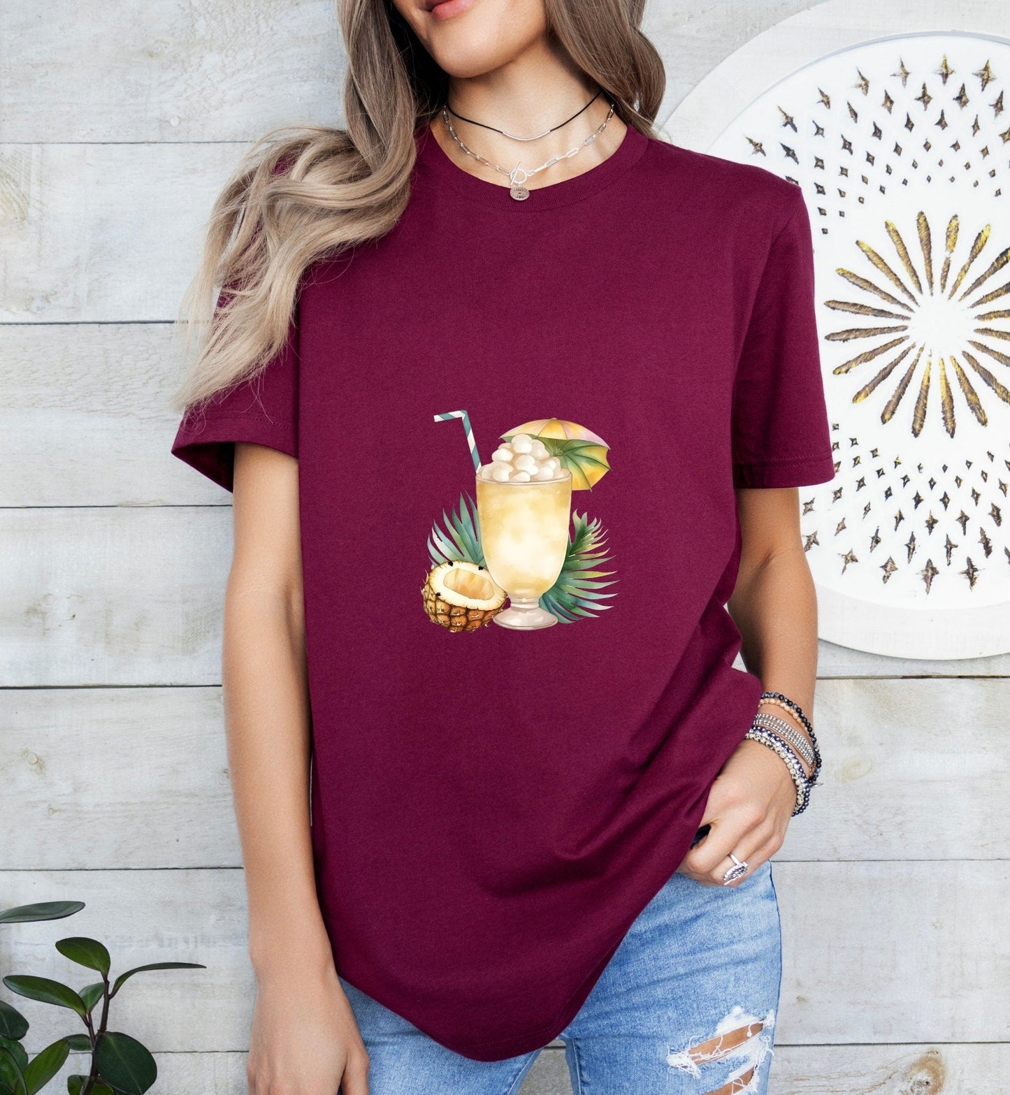 Pina Colada Groom or Bride Cocktail Bar Shirt - Minimalist Aesthetic T-Shirt for Bachelor or Hen Party - Fun and Chic Design - Raiden Gate Design