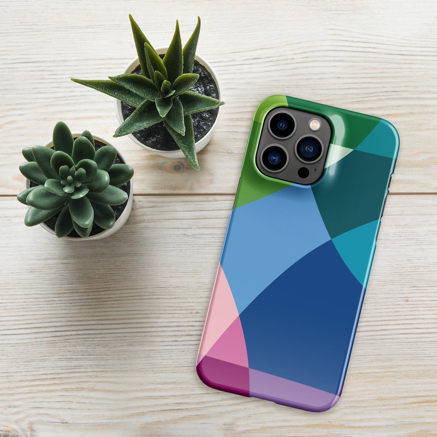 Premium Multicolor Geometric Overlap | Aesthetic Phone Case | iPhone 15 Pro Max | Phone Case | Tough Case - Raiden Gate Design