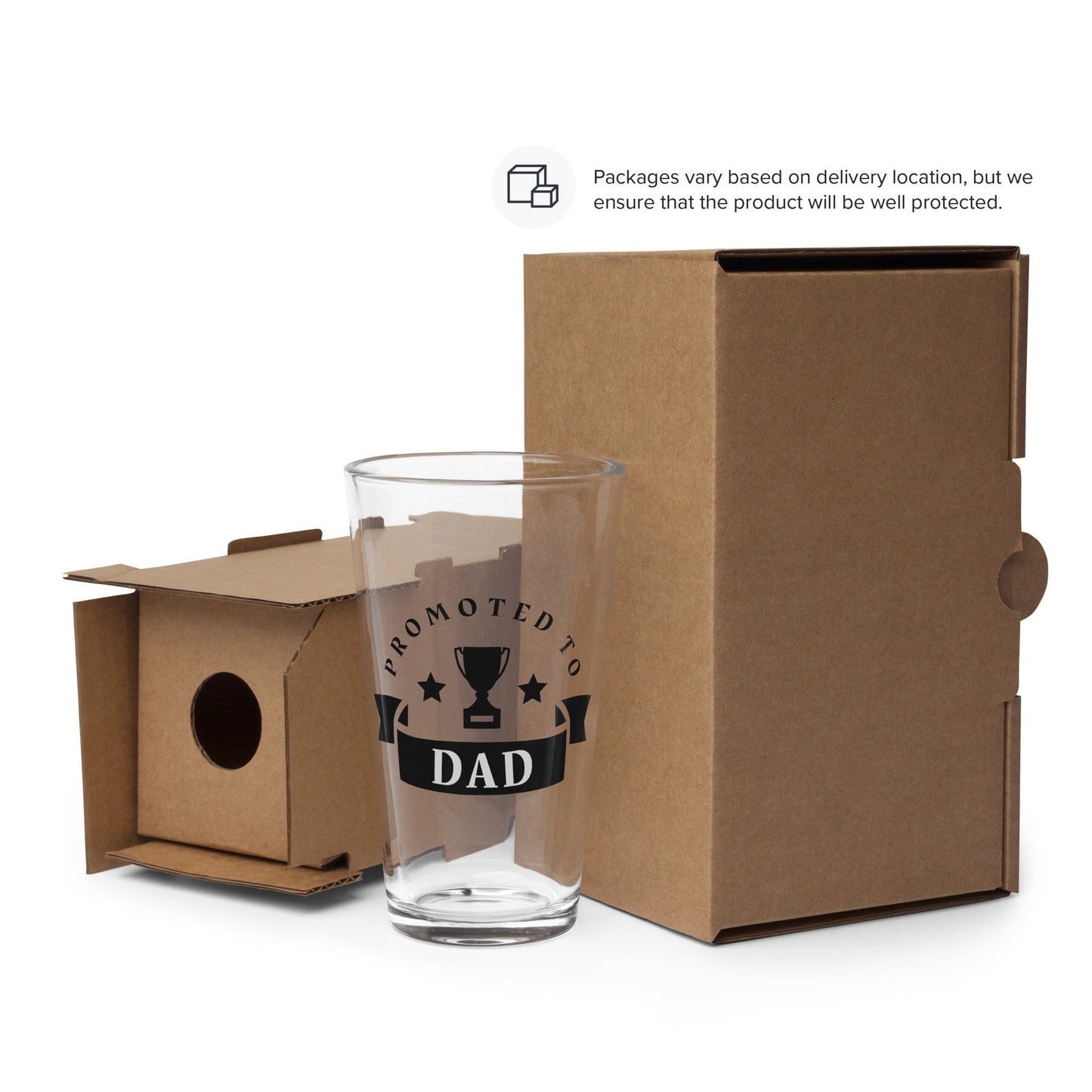 Promoted to Dad – Pint Glass | Shaker Glass | Beer Glass | Beer Lover | Mixer Glass - Raiden Gate Design