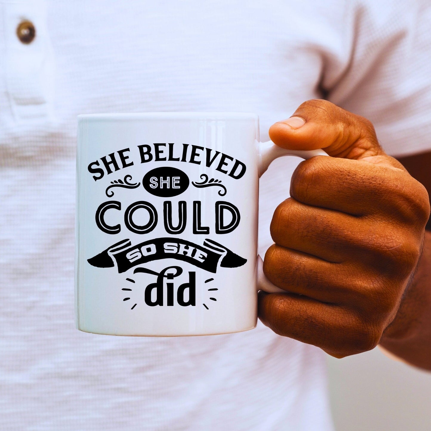 She Believed She Could - Bible Verse Faith Coffee Mug - Christian Religious - Dad Mug with Affirmations - Supportive Baptism Gift - Raiden Gate Design