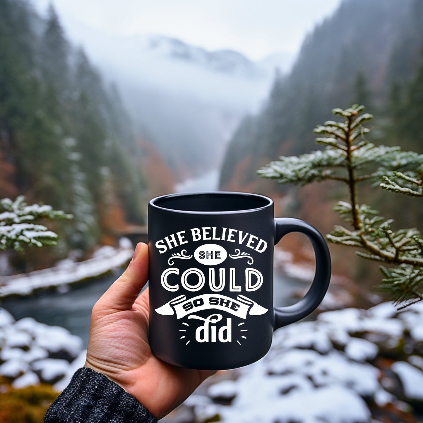 She Believed She Could - Bible Verse Faith Coffee Mug - Christian Religious - Dad Mug with Affirmations - Supportive Baptism Gift - Raiden Gate Design