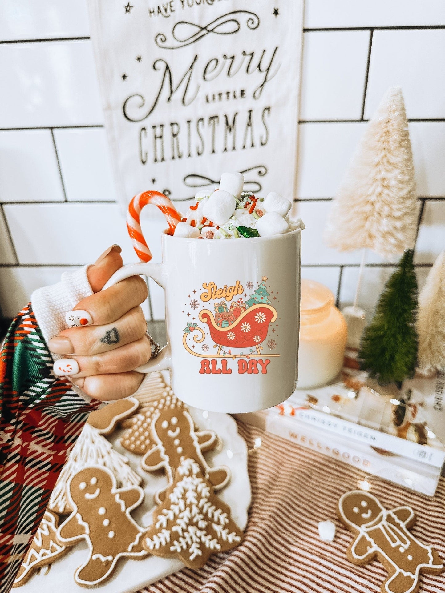 Sleigh All Day Vintage Christmas Coffee Mug | Funny Gnome Christmas Mug | Cute Christmas Season Mug for Kids - Raiden Gate Design