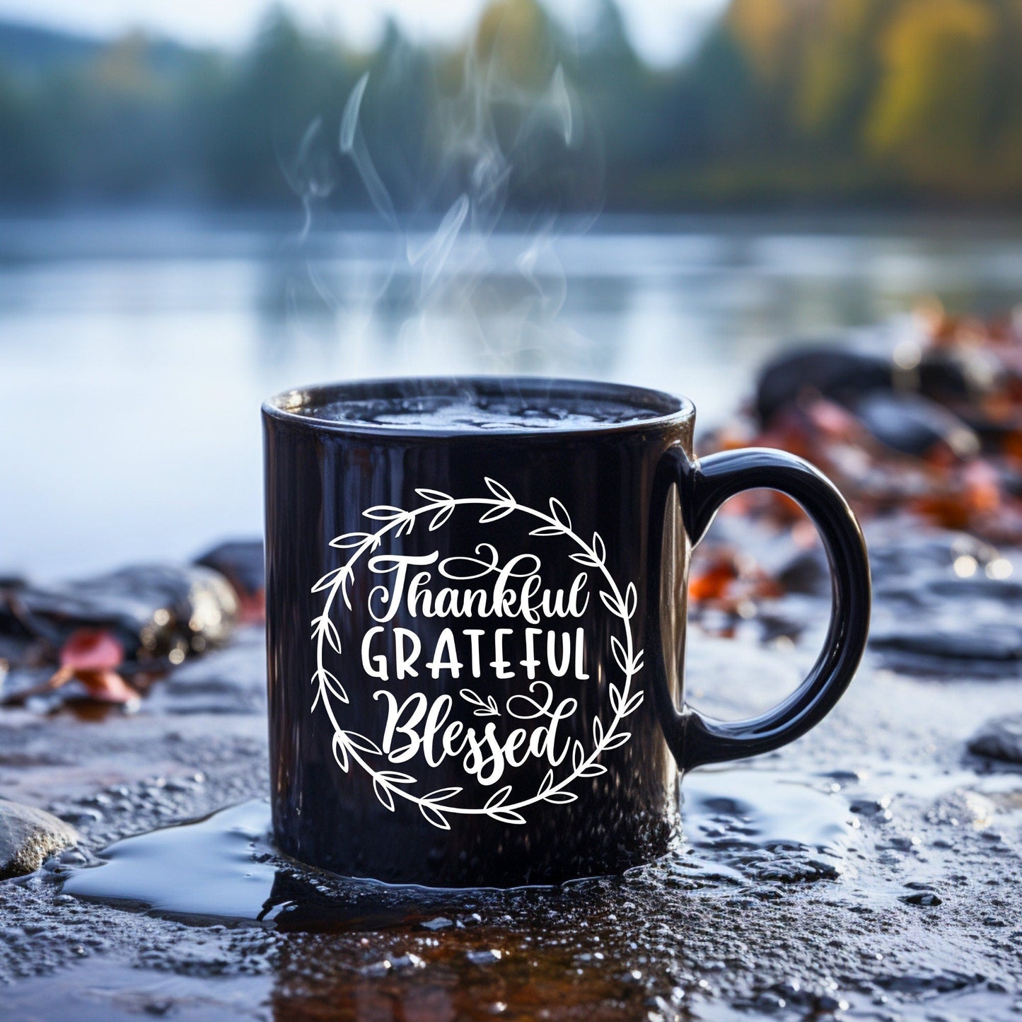 Thankful, Grateful, Blessed - Bible Verse Faith Coffee Mug - Christian Religious Gift - Dad Mug with Affirmations - Supportive Baptism Gift - Raiden Gate Design