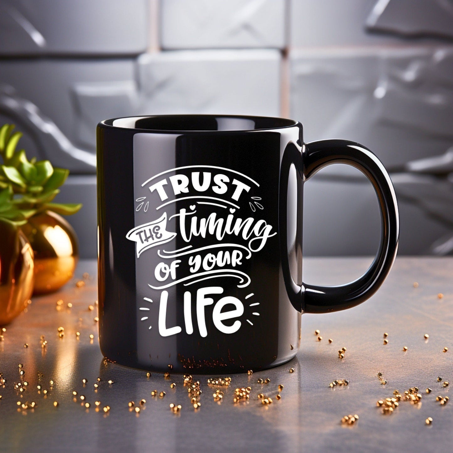 Trust the Timing of Your Life - Bible Verse Faith Mug - Christian Religious Gift - Dad Mug with Affirmations - Supportive Baptism Gift - Raiden Gate Design