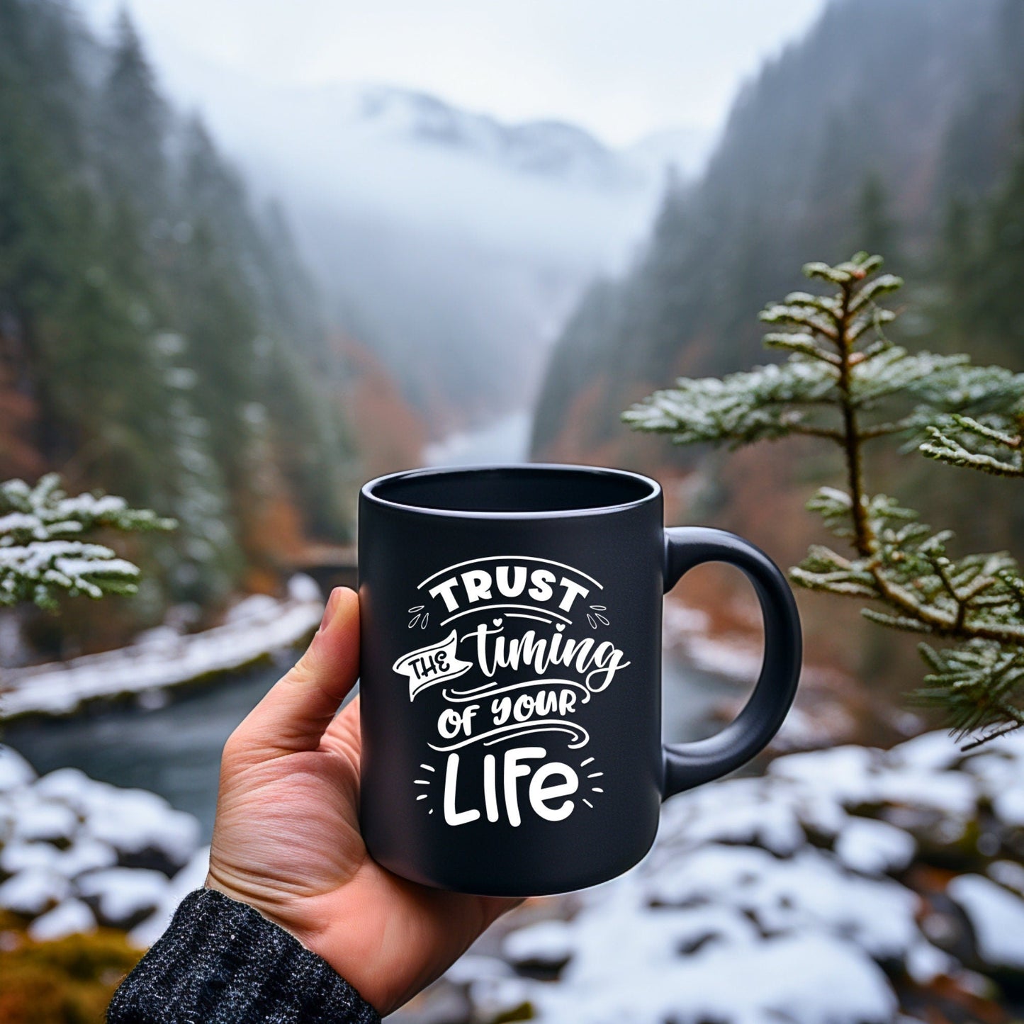 Trust the Timing of Your Life - Bible Verse Faith Mug - Christian Religious Gift - Dad Mug with Affirmations - Supportive Baptism Gift - Raiden Gate Design