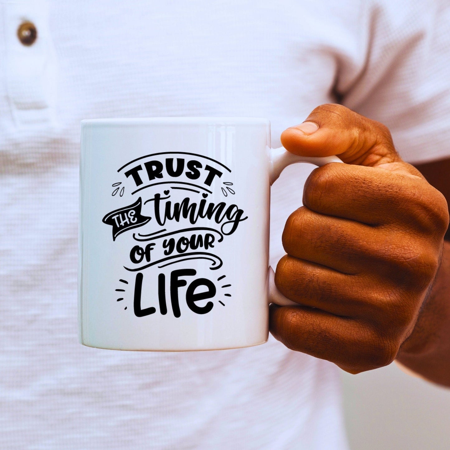 Trust the Timing of Your Life - Bible Verse Faith Mug - Christian Religious Gift - Dad Mug with Affirmations - Supportive Baptism Gift - Raiden Gate Design