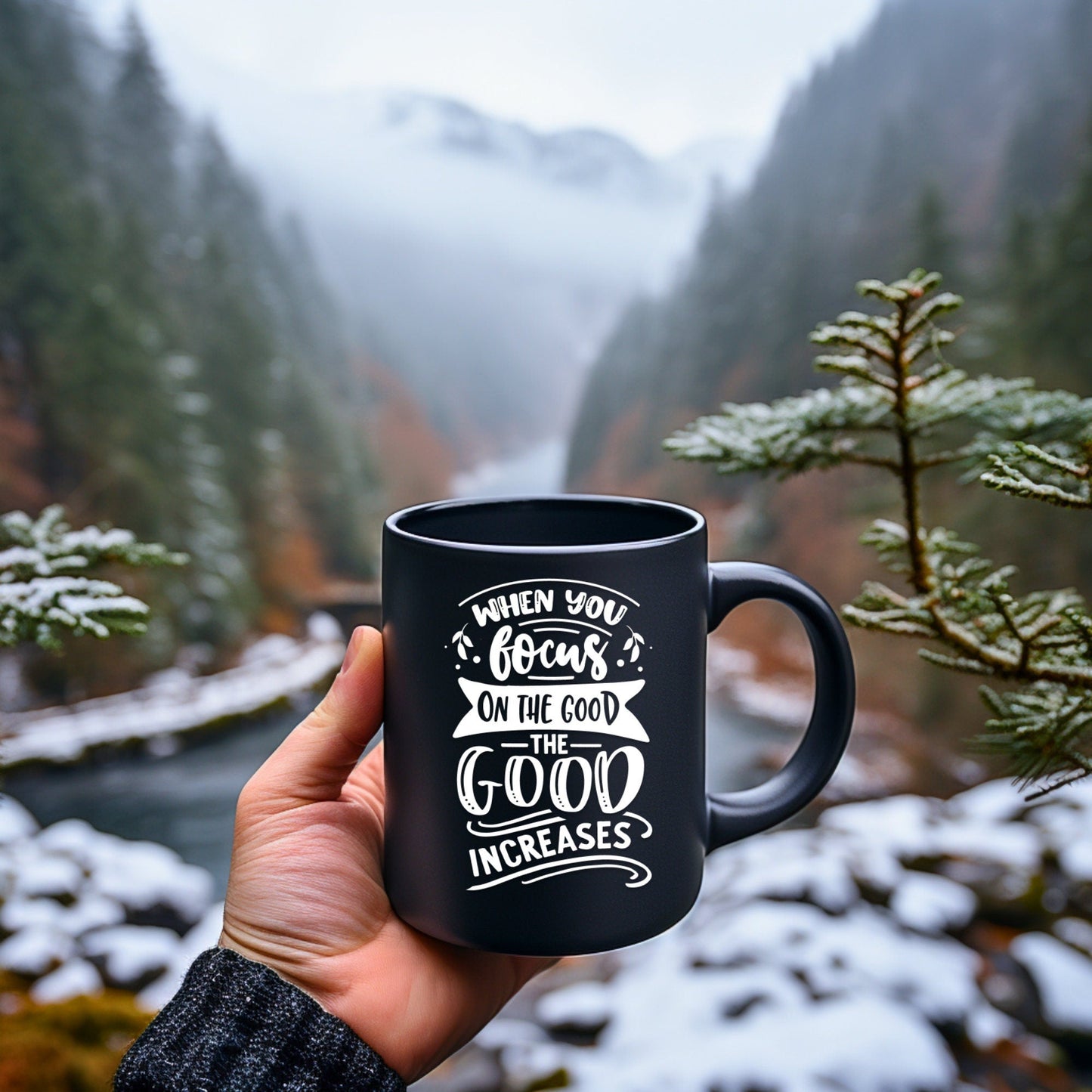 When You Focus on the Good - Bible Verse Faith Mug - Christian Religious Gift for Him - Dad Mug with Affirmations - Supportive Baptism Gift - Raiden Gate Design