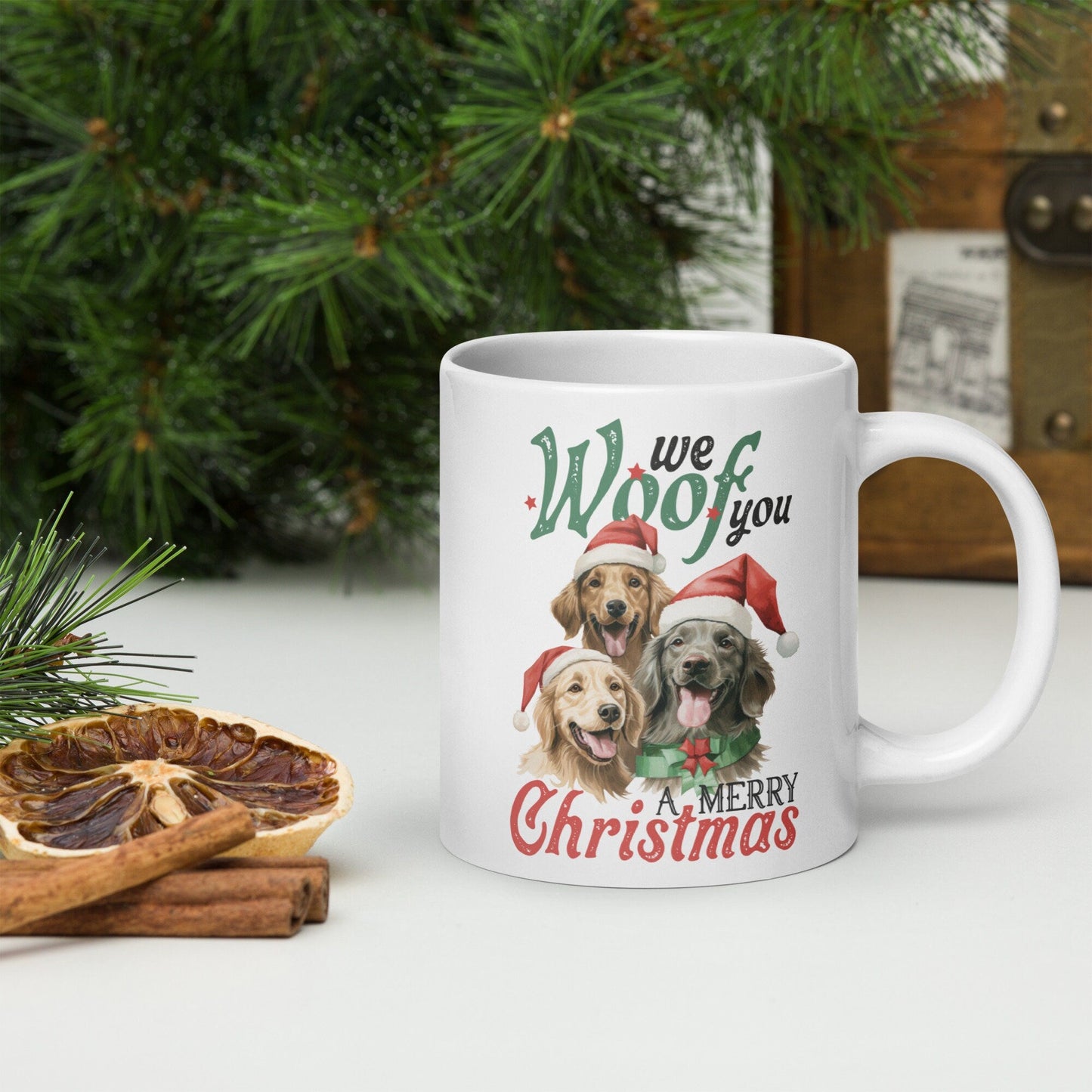 Woofy Christmas Dog Vintage Christmas Coffee Mug | Funny Gnome Christmas Mug | Cute Christmas Season Mug for Kids - Raiden Gate Design