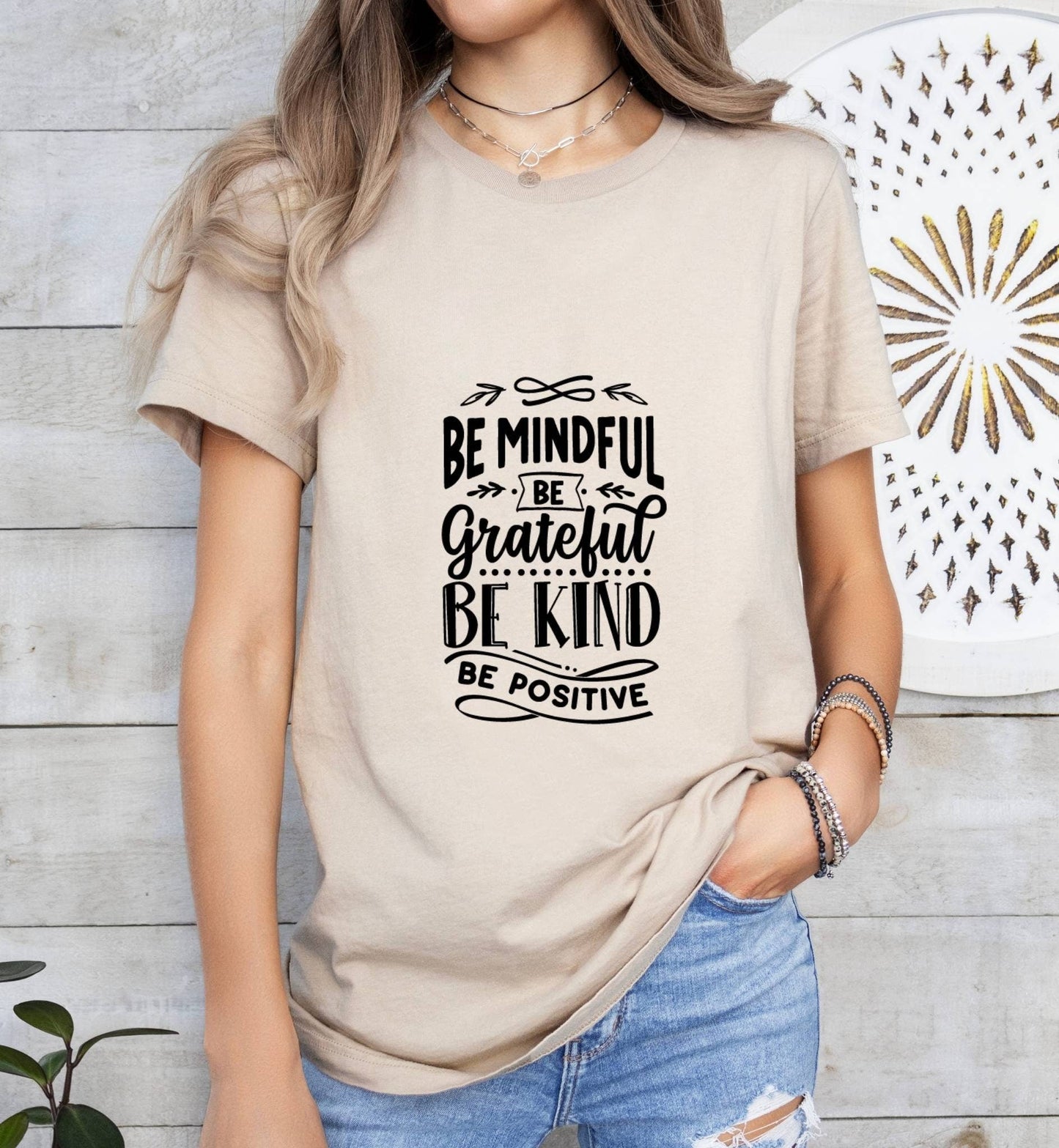 Be Mindful, Be Grateful - Catholic Boho Church Shirt with Inspirational Bible Verse - Jesus Faith Religious - Raiden Gate Design