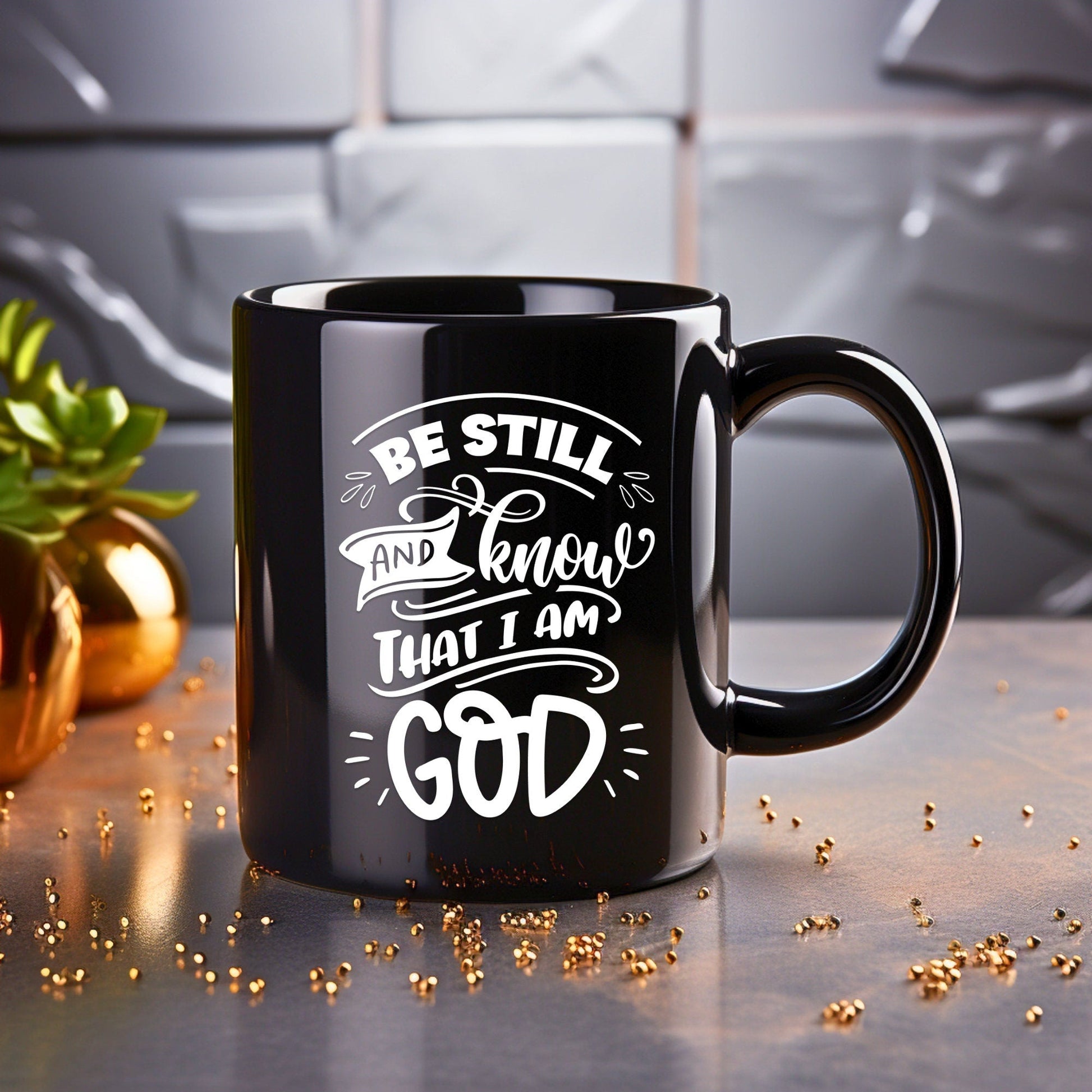 Be Still and Know that I am God - Bible Verse Faith Mug - Christian Religious - Dad Mug with Affirmations - Supportive Baptism Gift - Raiden Gate Design
