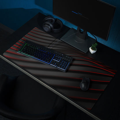 Black Red Waves Gaming Mousepad | Desk Mat | Gamer Gift | Desk Accessories | Large Mouse Pad - Raiden Gate Design