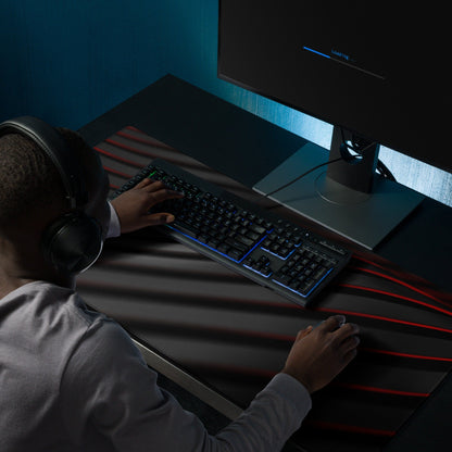 Black Red Waves Gaming Mousepad | Desk Mat | Gamer Gift | Desk Accessories | Large Mouse Pad - Raiden Gate Design