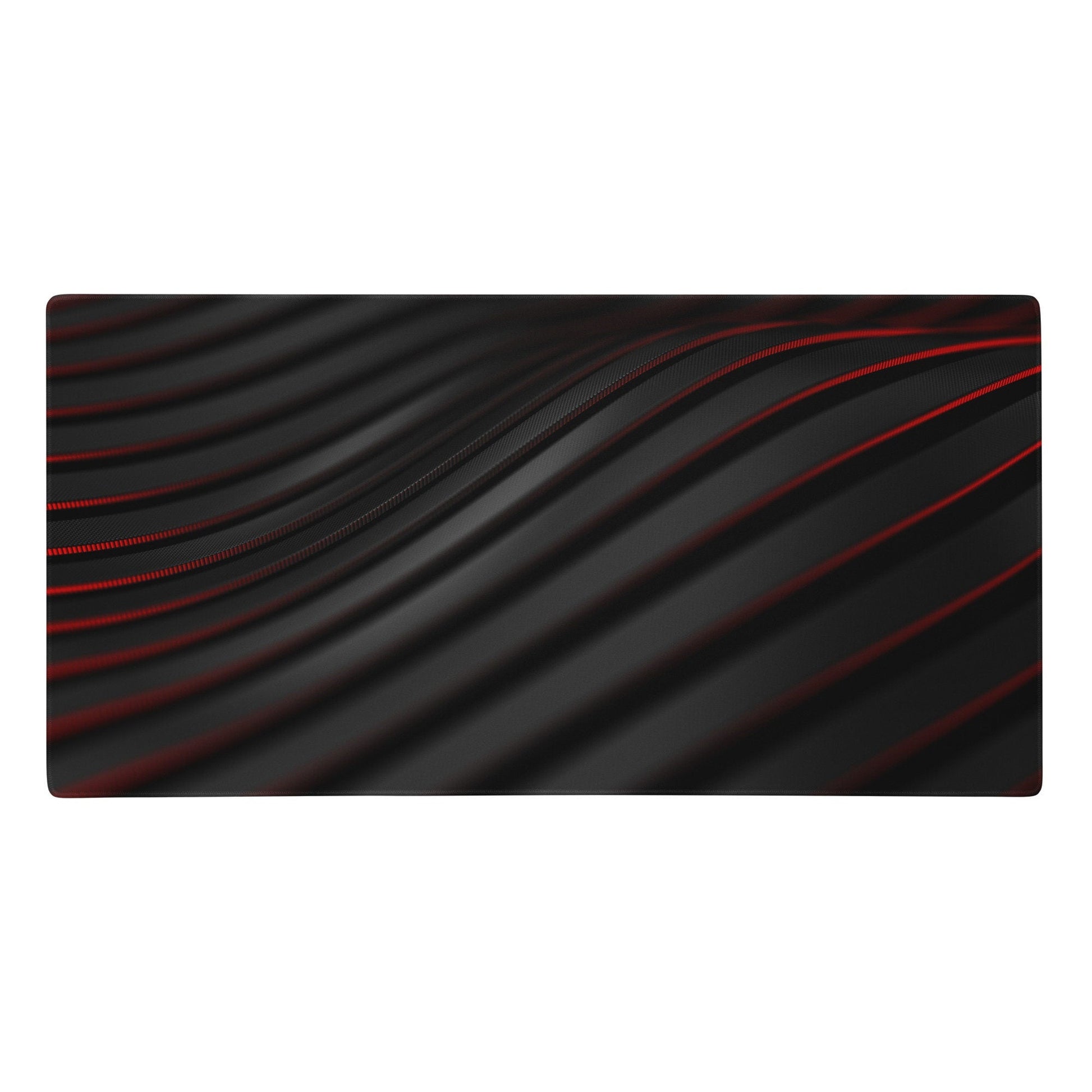 Black Red Waves Gaming Mousepad | Desk Mat | Gamer Gift | Desk Accessories | Large Mouse Pad - Raiden Gate Design