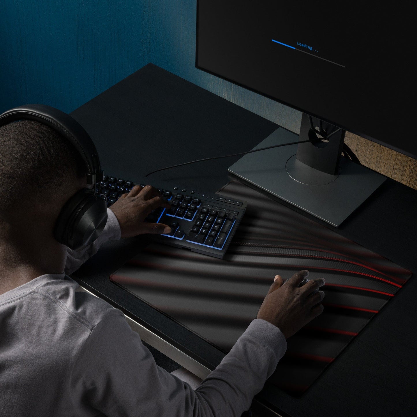 Black Red Waves Gaming Mousepad | Desk Mat | Gamer Gift | Desk Accessories | Large Mouse Pad - Raiden Gate Design